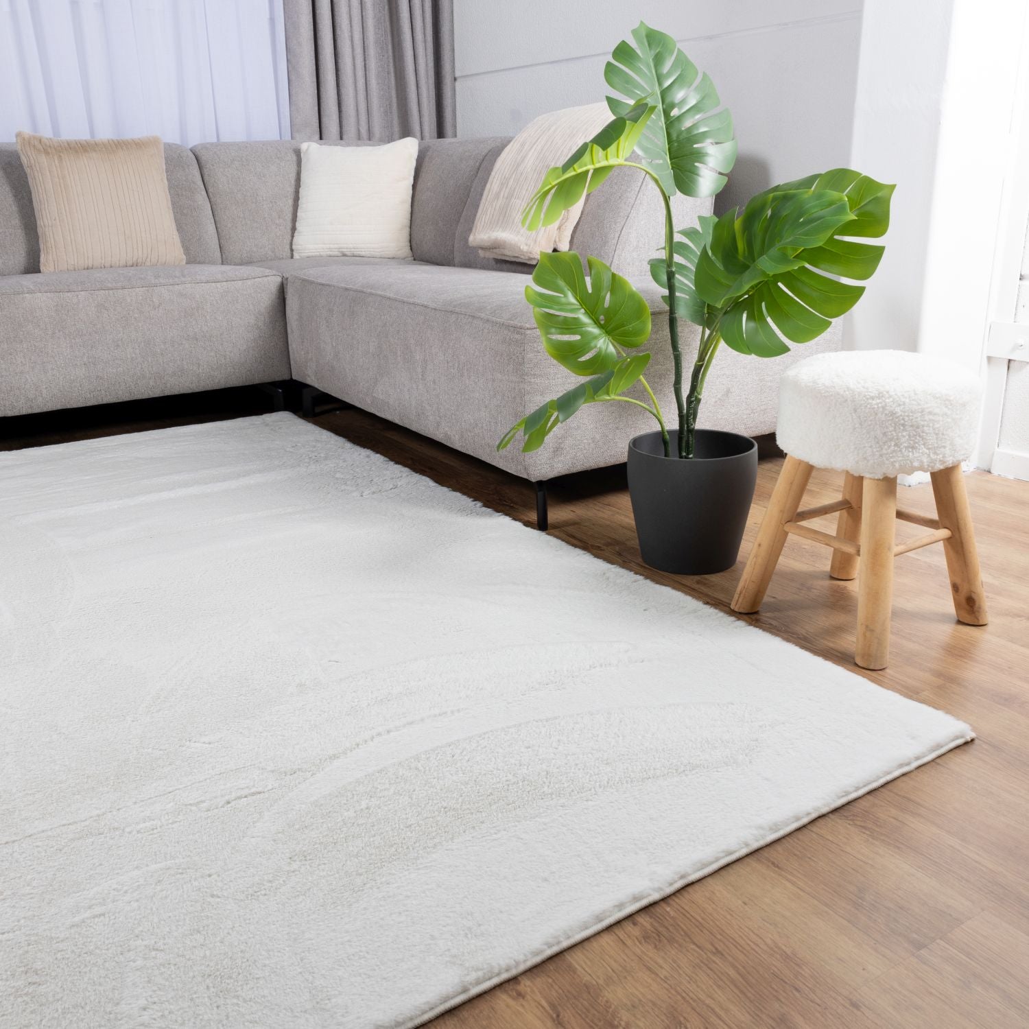 Crème Wit Tapijt Hoogpolig Vloerkleed met Anti-Slip – Omid Soft Fluffy – Superzacht Modern Tapijt - Omid Carpets