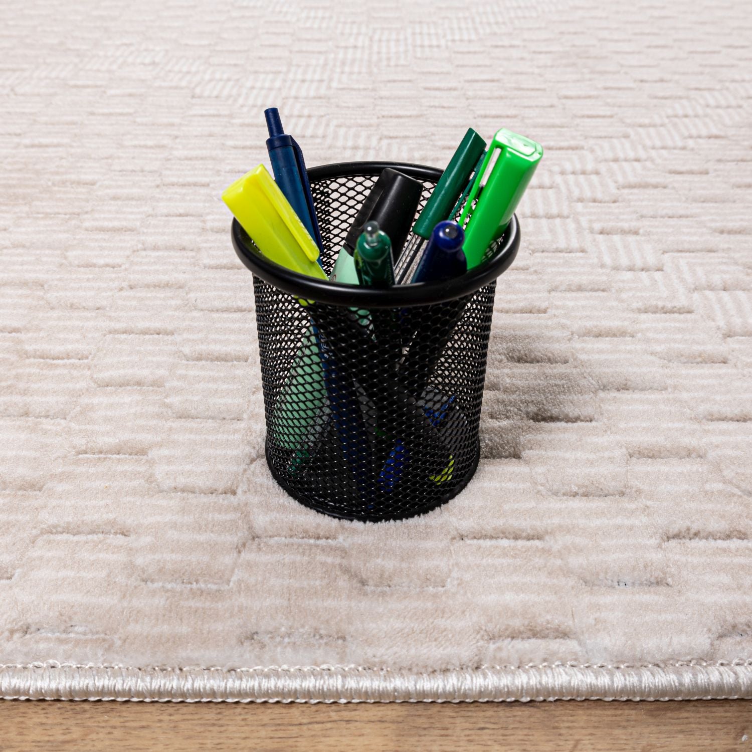 Crème Tapijt Wasbaar Laagpolig Vloerkleed met Anti Slip Omid Modula Wasbaar op 30° - Omid Carpets
