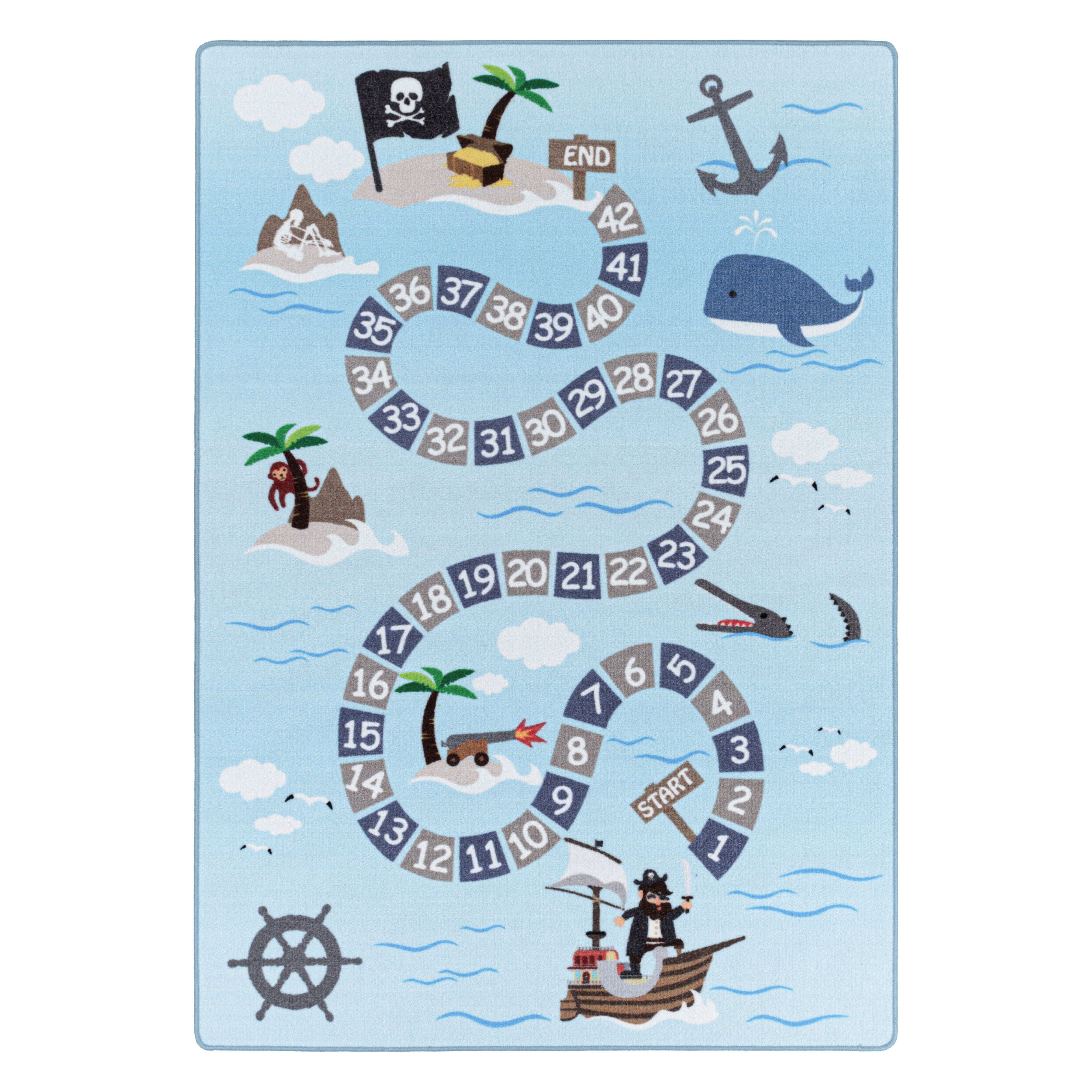 Blauw Tapijt Laagpolig Vloerkleed Omid Playful wonder collection