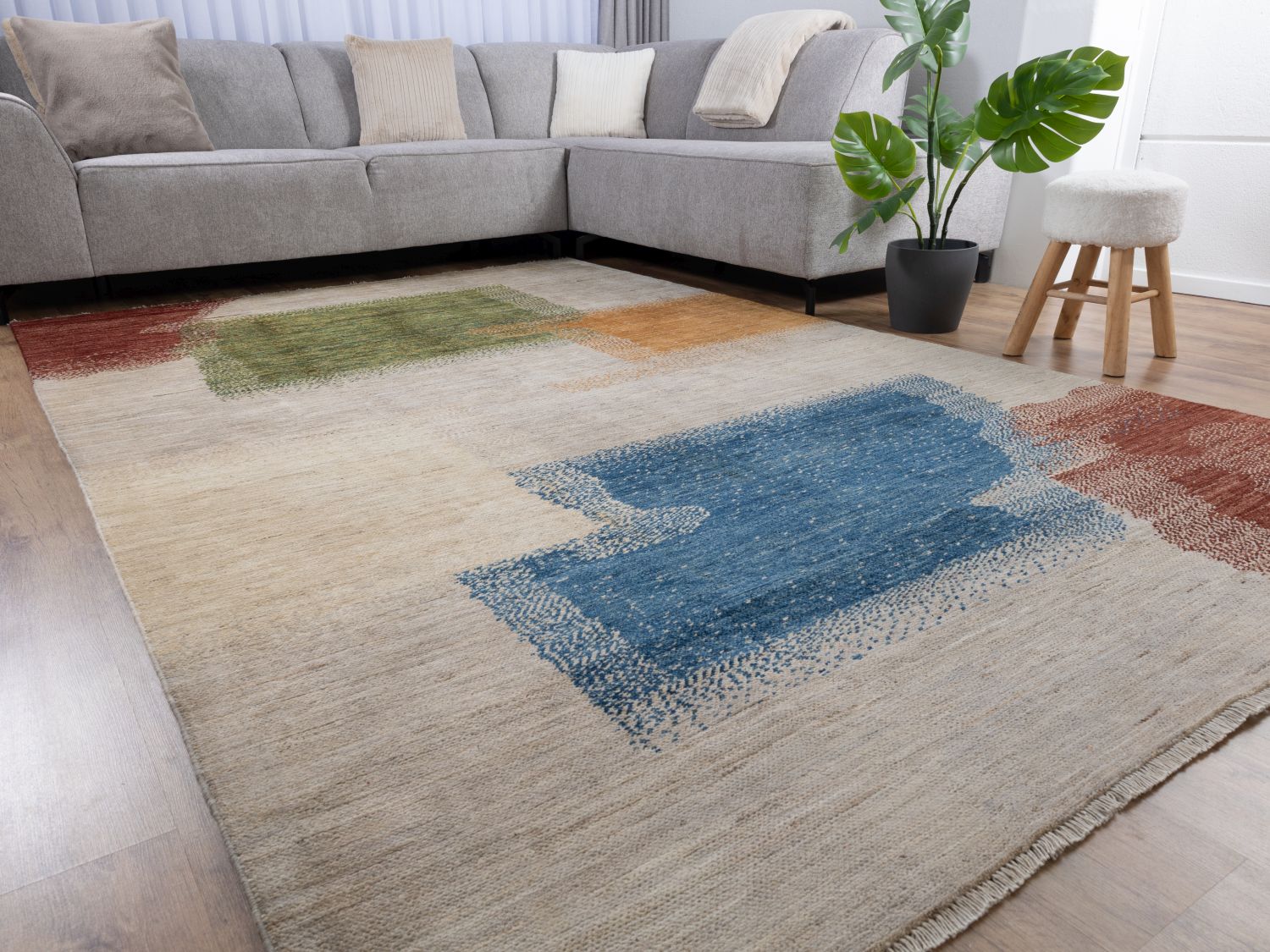 Afghaans Tapijt Laagpolig Handgeknoopt Wollen Vloerkleed - Omid Afghan Wool Luxury 297x194 - Omid Carpets