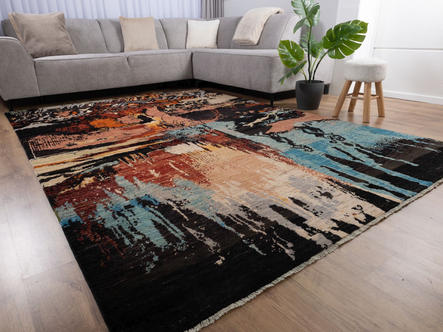 Afghaans Tapijt Laagpolig Handgeknoopt Wollen Vloerkleed - Omid Afghan Wool Luxury 297x194 - Omid Carpets