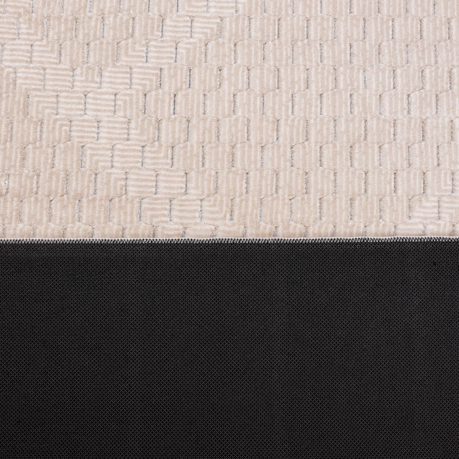 Crème Tapijt Wasbaar Laagpolig Vloerkleed met Anti Slip Omid Modula Wasbaar op 30° - Omid Carpets
