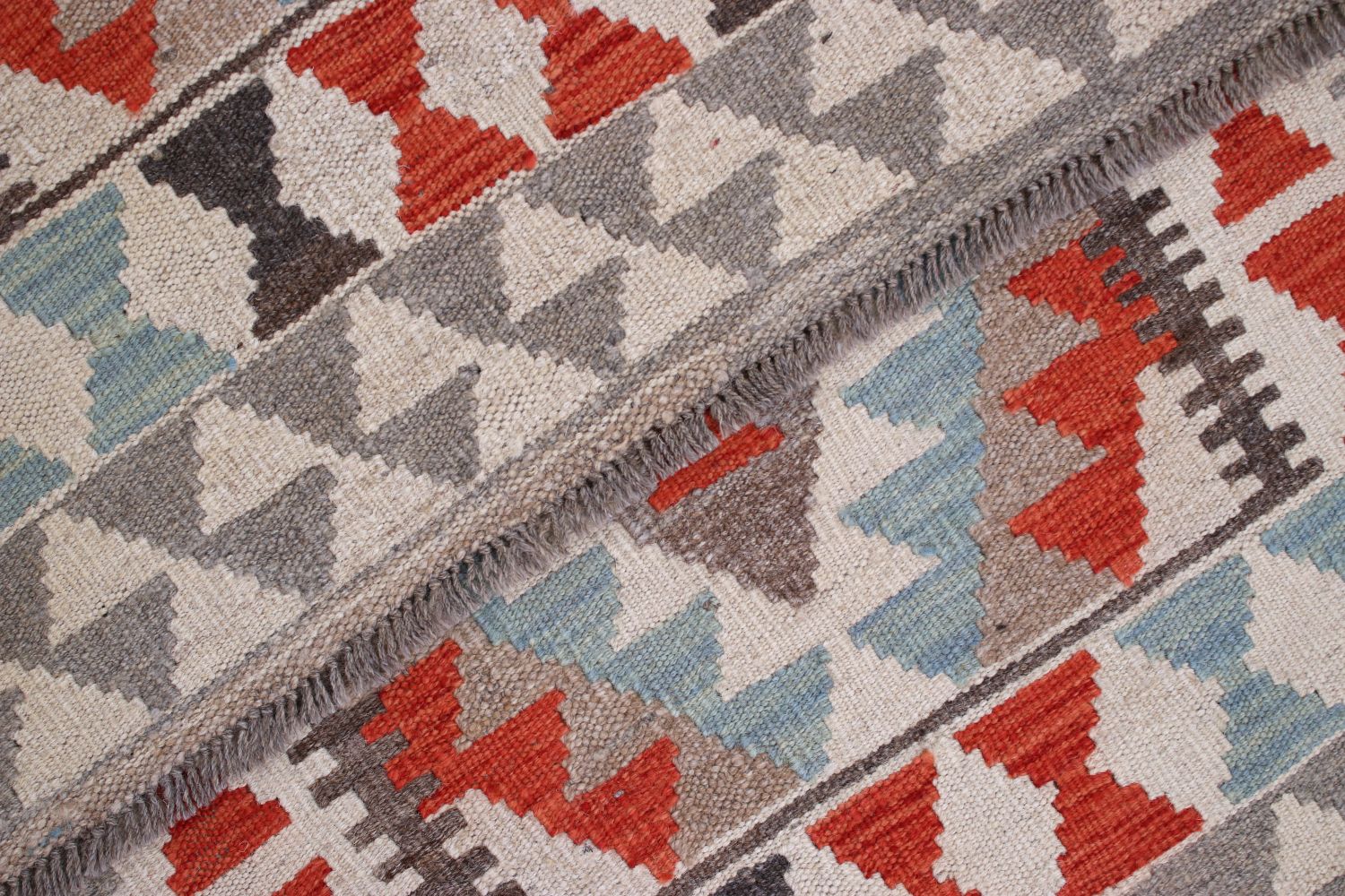 Kleurrijk Tapijt Laagpolig Handgeweven Wollen Vloerkleed - Omid Afghan Kelim 124x82