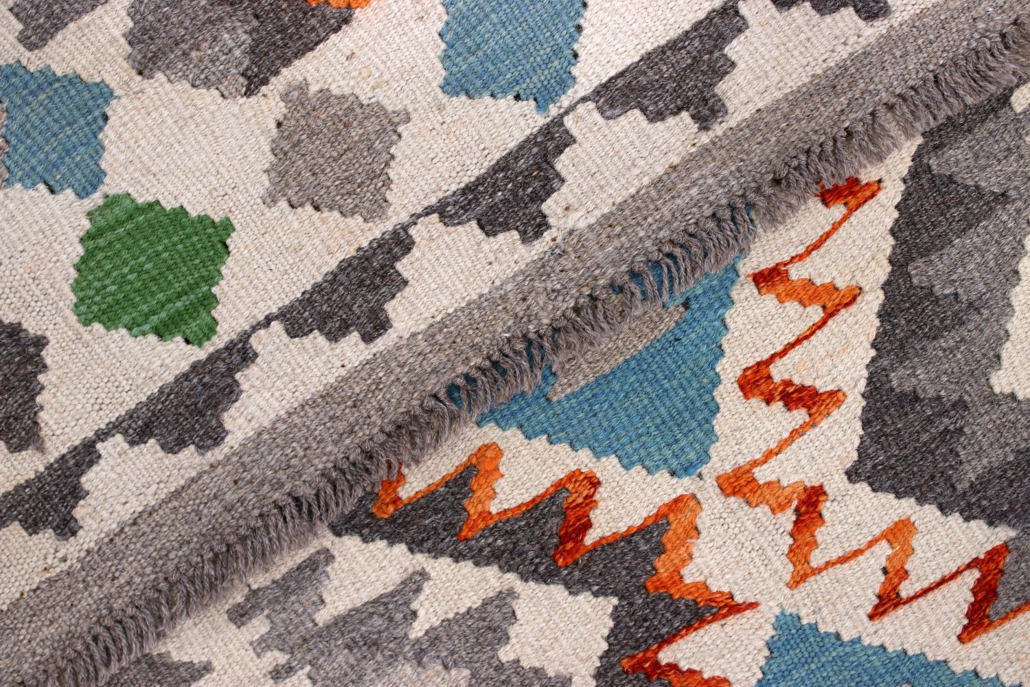 Kleurrijk Tapijt Laagpolig Handgeweven Wollen Vloerkleed - Omid Afghan Kelim 122x78