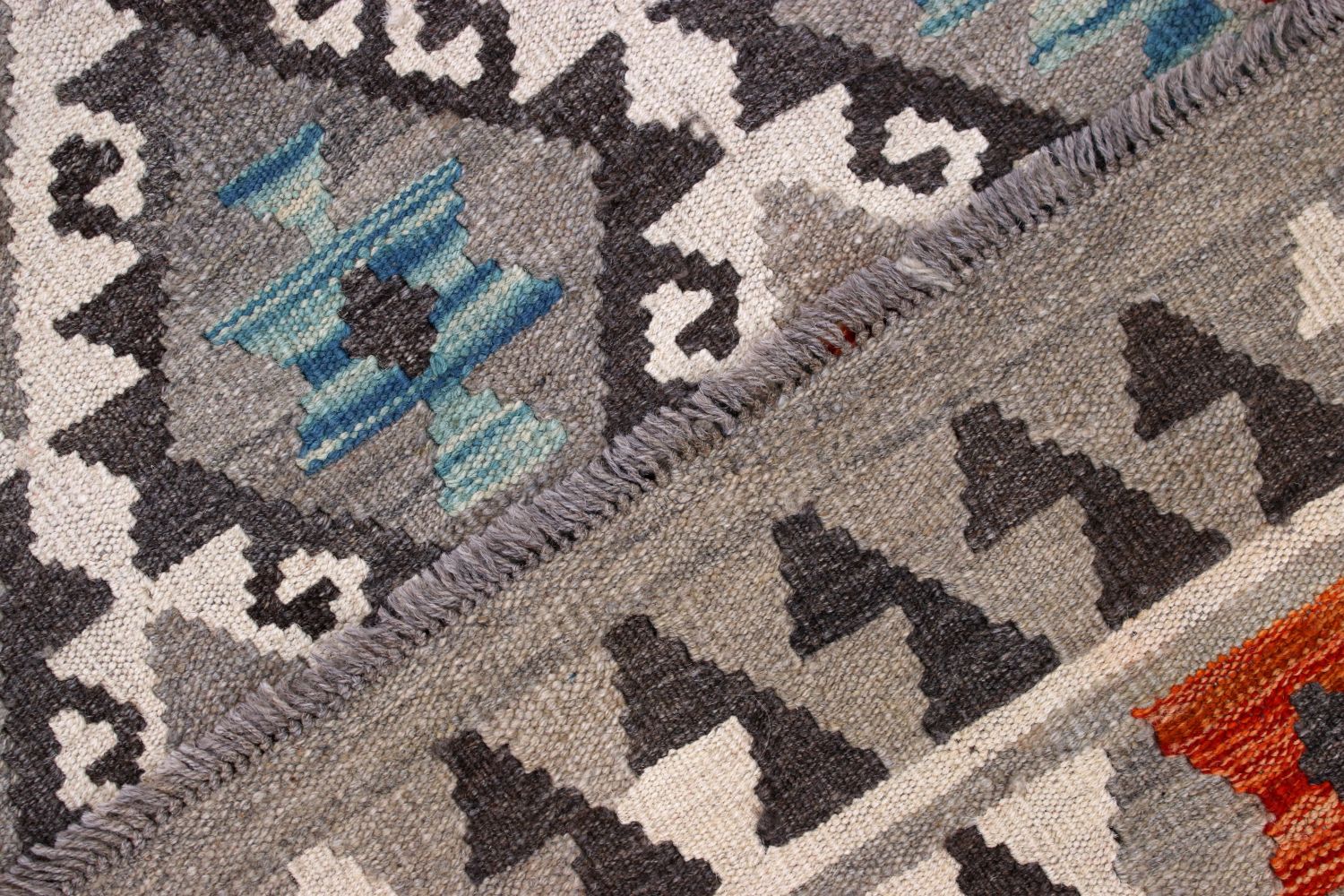 Kleurrijk Tapijt Laagpolig Handgeweven Wollen Vloerkleed - Omid Afghan Kelim 298x83
