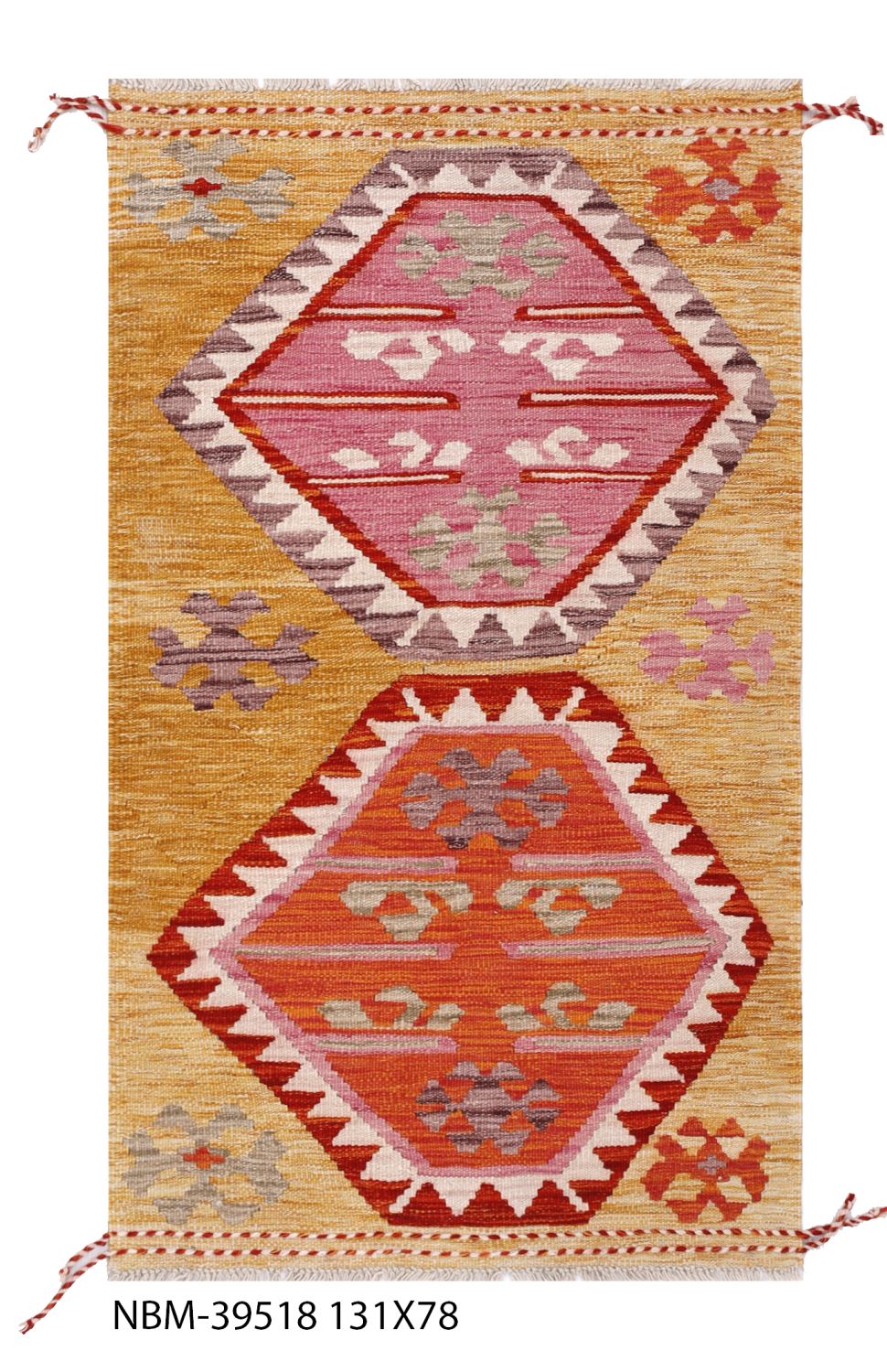 Kleurrijk Tapijt Laagpolig Handgeweven Wollen Vloerkleed - Omid Afghan Kelim 131x78