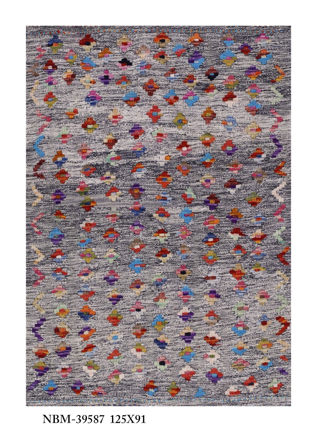Kleurrijk Tapijt Laagpolig Handgeweven Wollen Vloerkleed - Omid Afghan Kelim 125x91