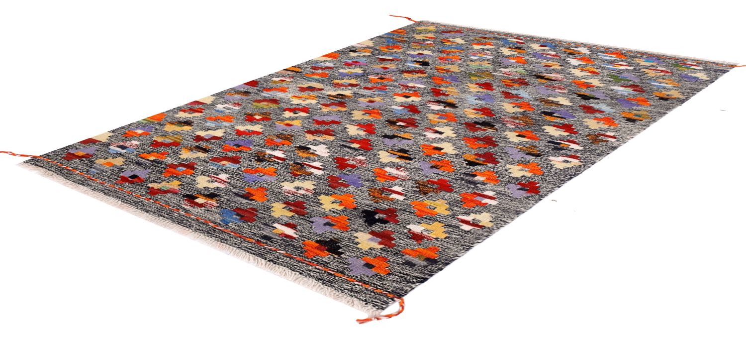 Kleurrijk Tapijt Laagpolig Handgeweven Wollen Vloerkleed - Omid Afghan Kelim 119x81