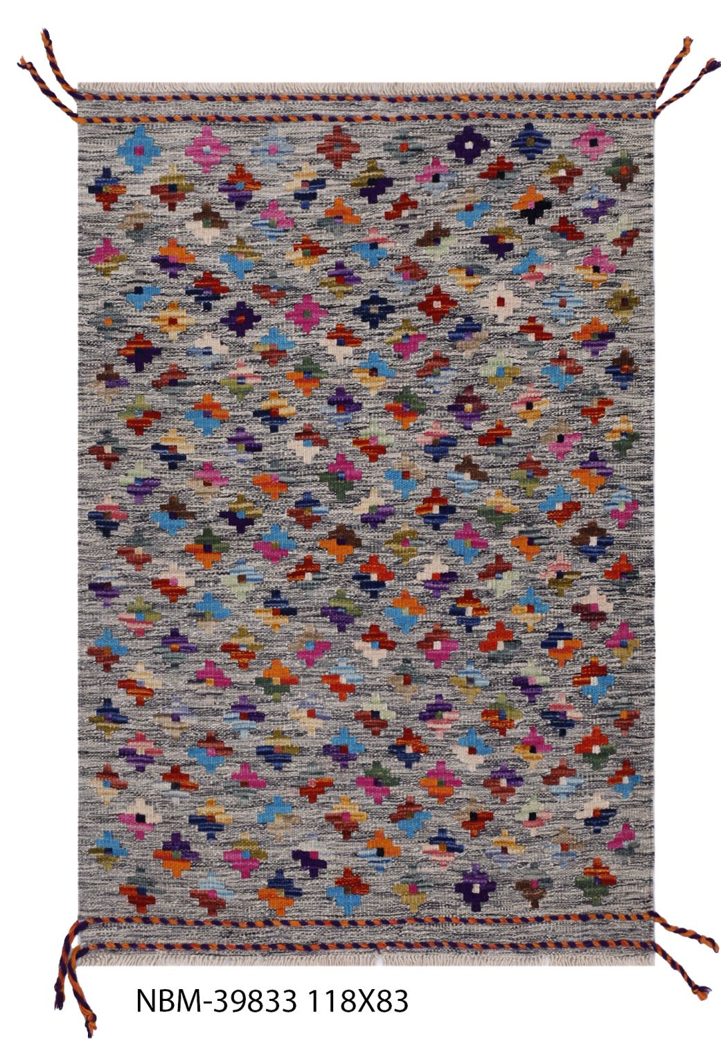 Kleurrijk Tapijt Laagpolig Handgeweven Wollen Vloerkleed - Omid Afghan Kelim 118x83