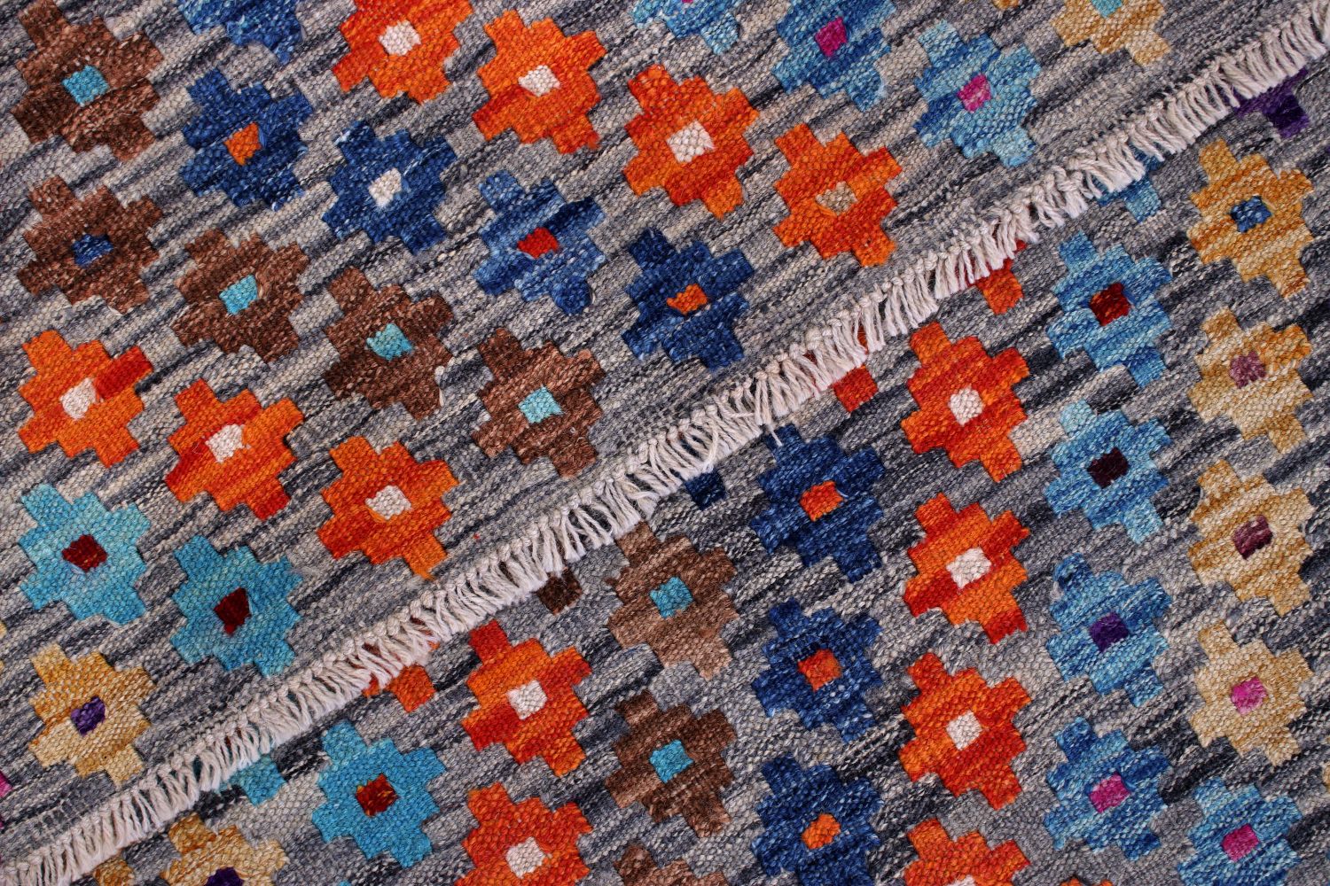 Kleurrijk Tapijt Laagpolig Handgeweven Wollen Vloerkleed - Omid Afghan Kelim 104x74