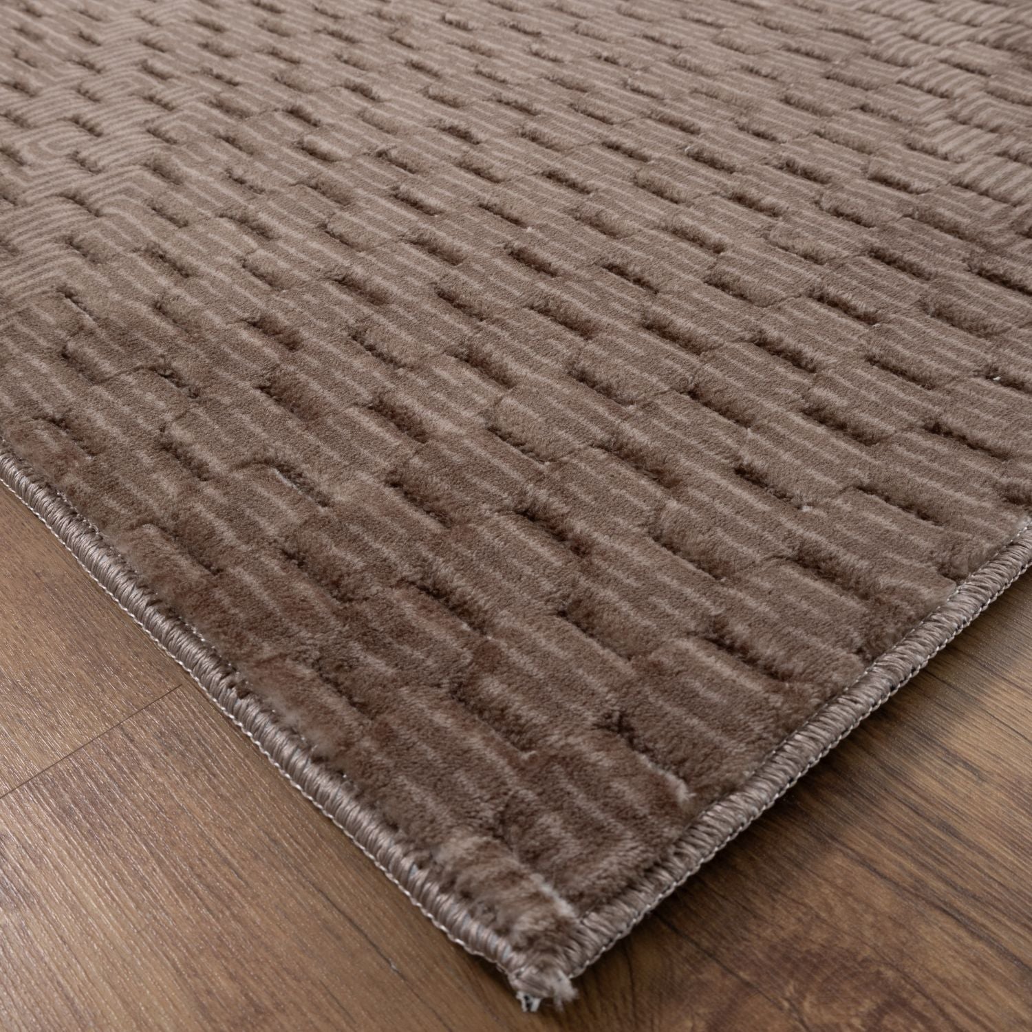 Bruin Tapijt Wasbaar Laagpolig Vloerkleed met Anti Slip Omid Modula Wasbaar op 30° - Omid Carpets