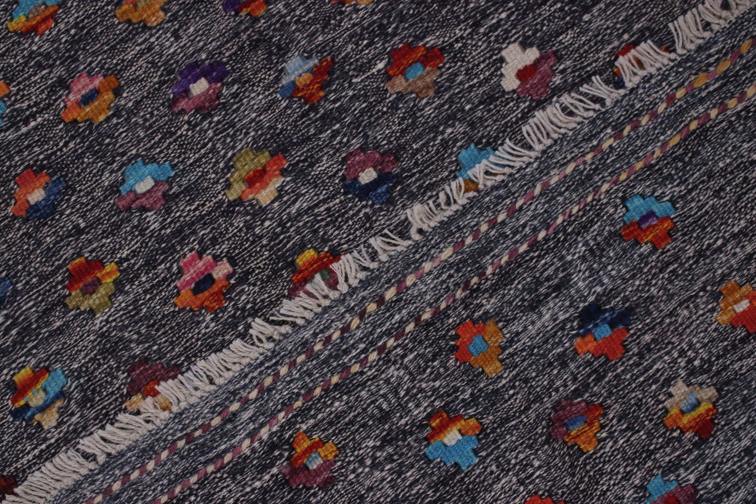 Kleurrijk Tapijt Laagpolig Handgeweven Wollen Vloerkleed - Omid Afghan Kelim 126x79