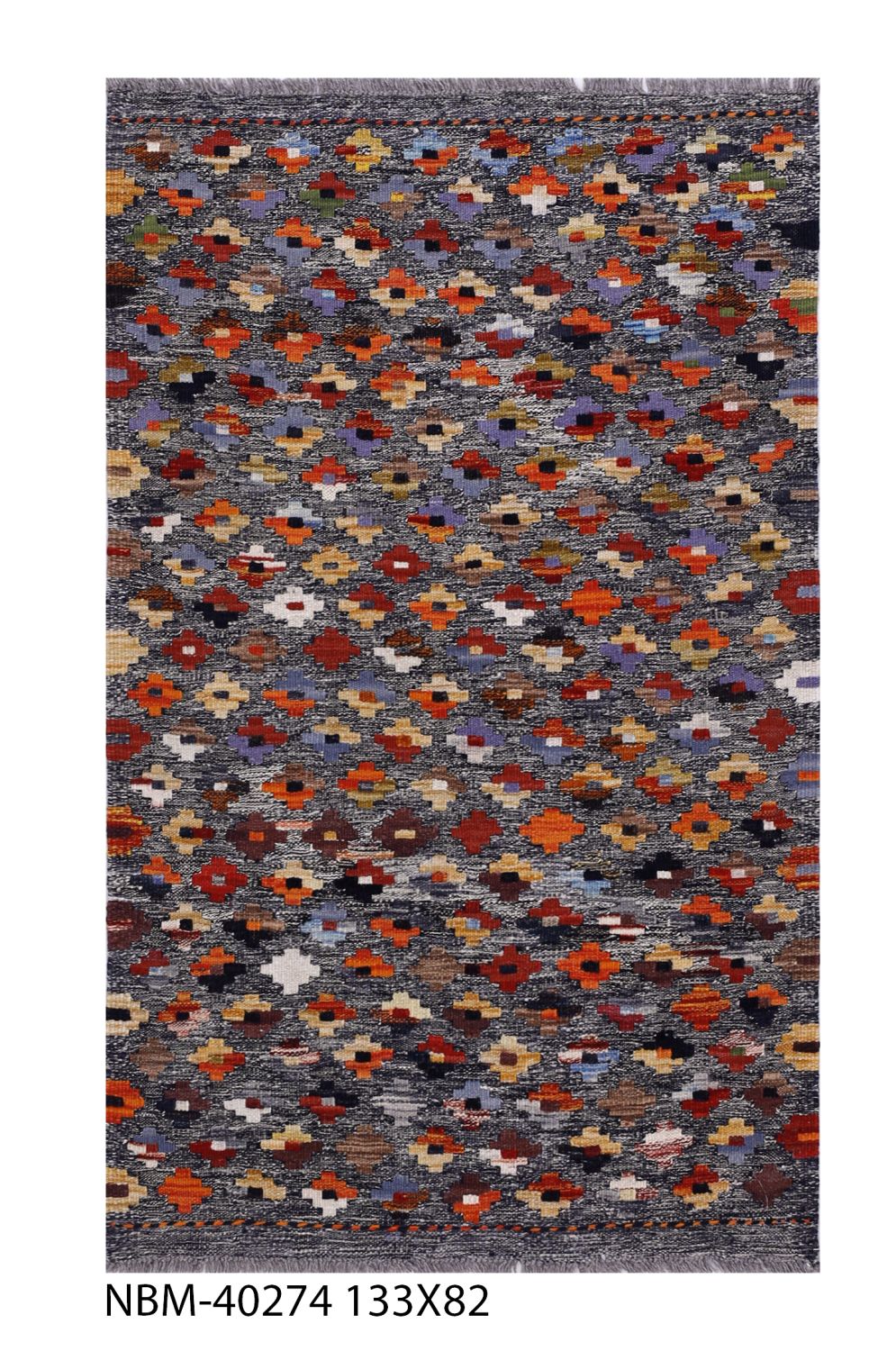 Kleurrijk Tapijt Laagpolig Handgeweven Wollen Vloerkleed - Omid Afghan Kelim 133x82