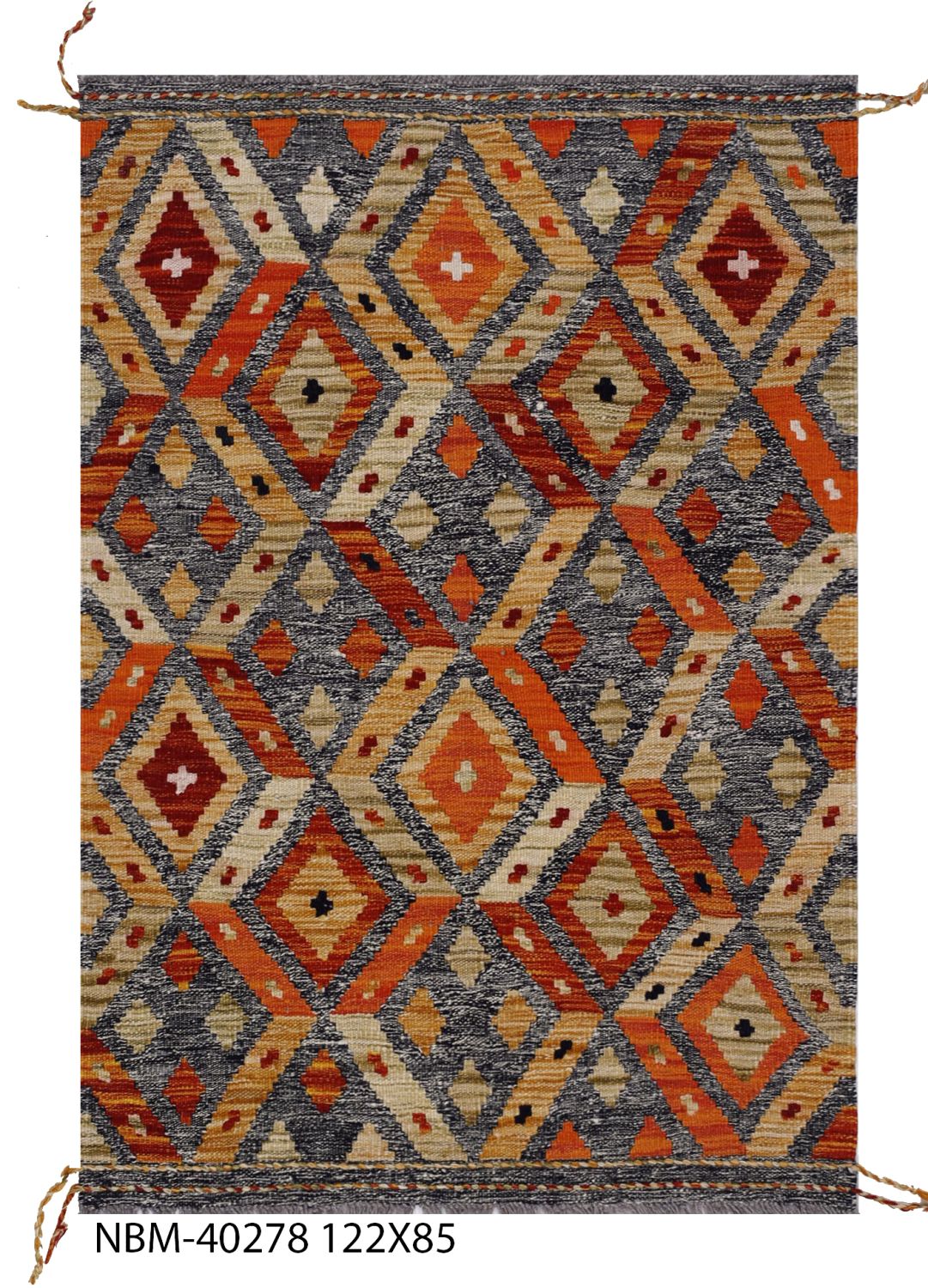 Kleurrijk Tapijt Laagpolig Handgeweven Wollen Vloerkleed - Omid Afghan Kelim 122x85