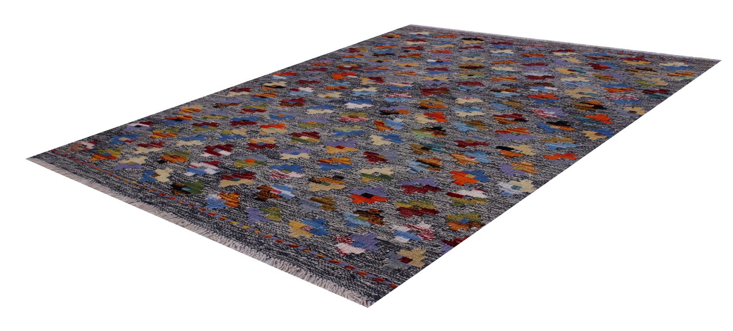Kleurrijk Tapijt Laagpolig Handgeweven Wollen Vloerkleed - Omid Afghan Kelim 115x81