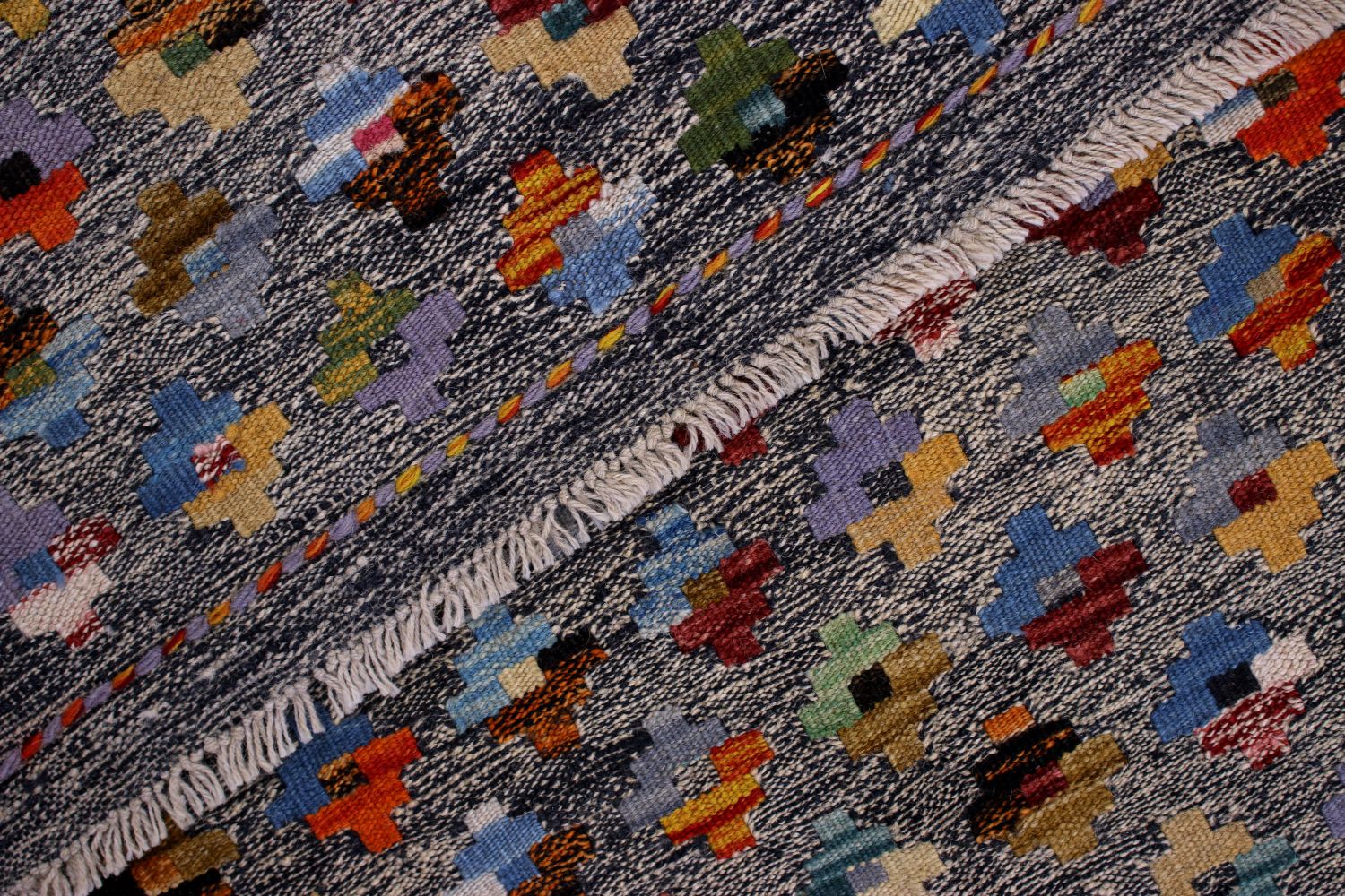 Kleurrijk Tapijt Laagpolig Handgeweven Wollen Vloerkleed - Omid Afghan Kelim 115x81