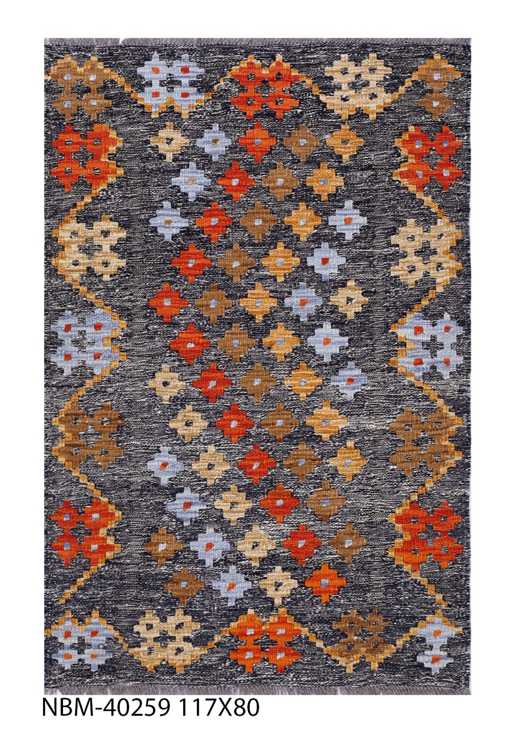 Kleurrijk Tapijt Laagpolig Handgeweven Wollen Vloerkleed - Omid Afghan Kelim 117x80