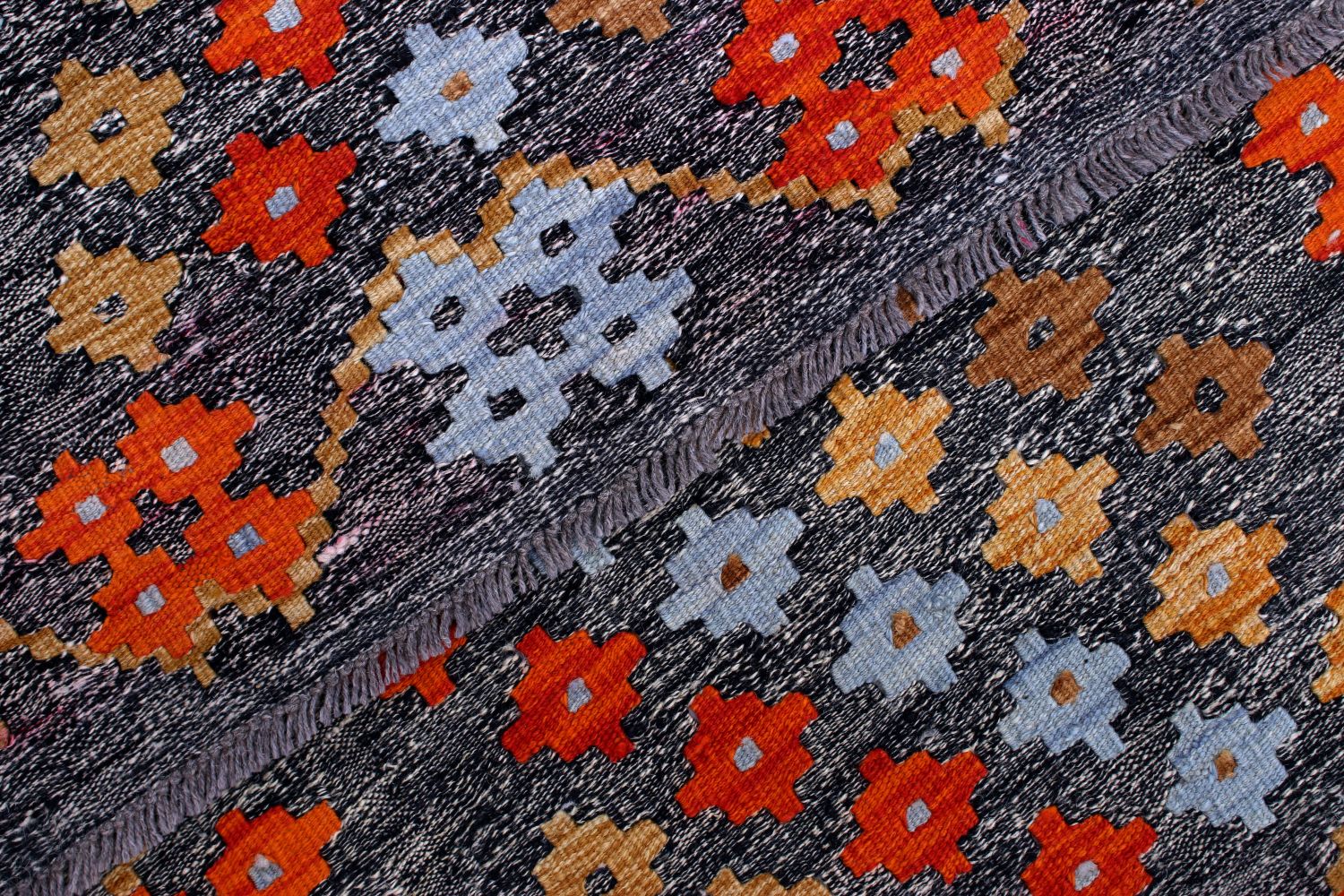 Kleurrijk Tapijt Laagpolig Handgeweven Wollen Vloerkleed - Omid Afghan Kelim 121x80