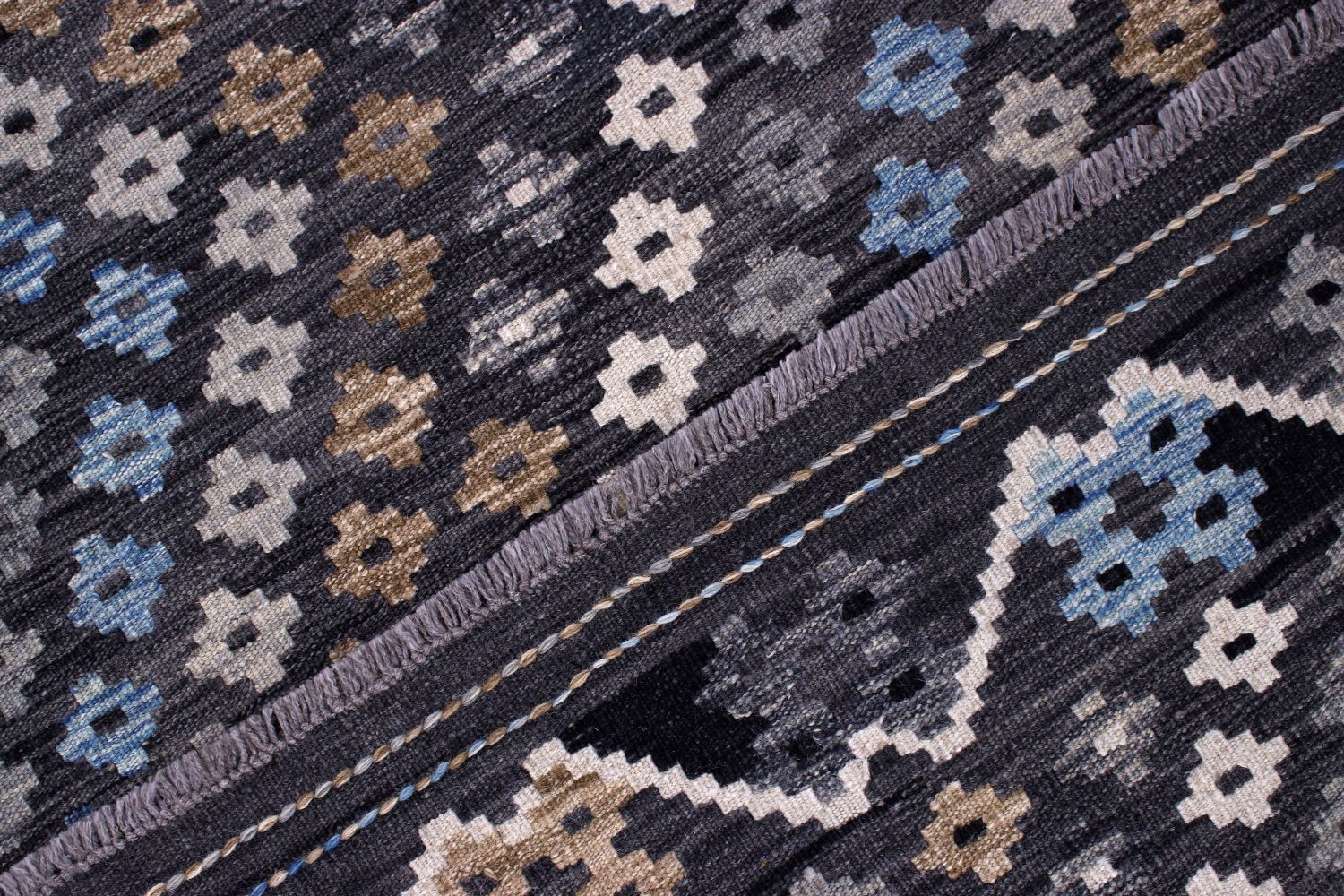 Kleurrijk Tapijt Laagpolig Handgeweven Wollen Vloerkleed - Omid Afghan Kelim 239x174