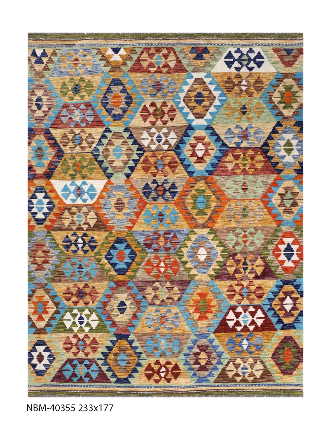 Kleurrijk Tapijt Laagpolig Handgeweven Wollen Vloerkleed - Omid Afghan Kelim 233x177