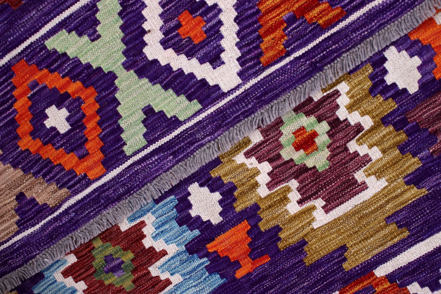 Kleurrijk Tapijt Laagpolig Handgeweven Wollen Vloerkleed - Omid Afghan Kelim 289x202