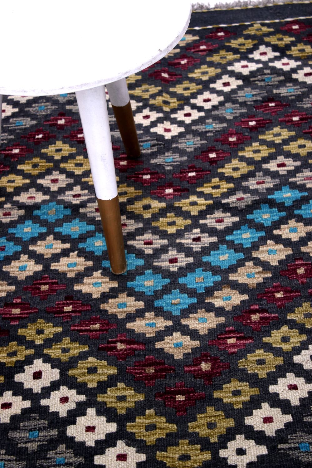 Kleurrijk Tapijt Laagpolig Handgeweven Wollen Vloerkleed - Omid Afghan Kelim 126x84