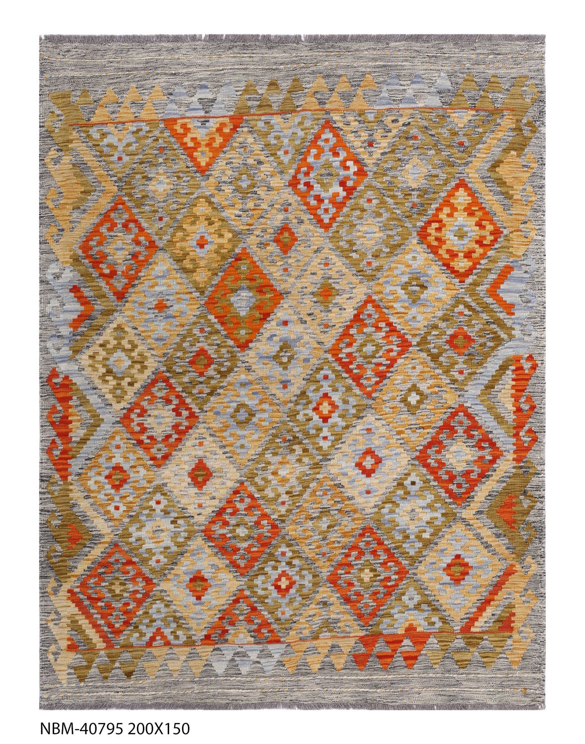 Kleurrijk Tapijt Laagpolig Handgeweven Wollen Vloerkleed - Omid Afghan Kelim 200x152