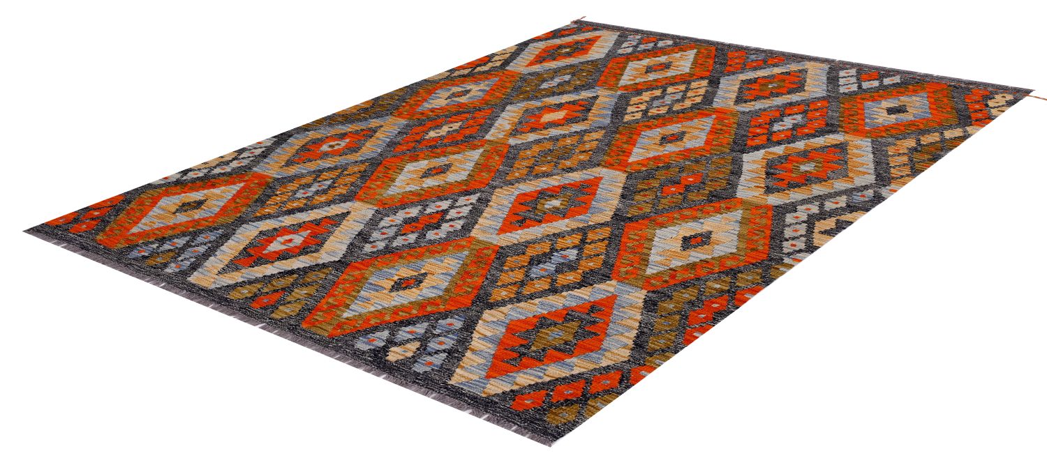 Kleurrijk Tapijt Laagpolig Handgeweven Wollen Vloerkleed - Omid Afghan Kelim 190x159