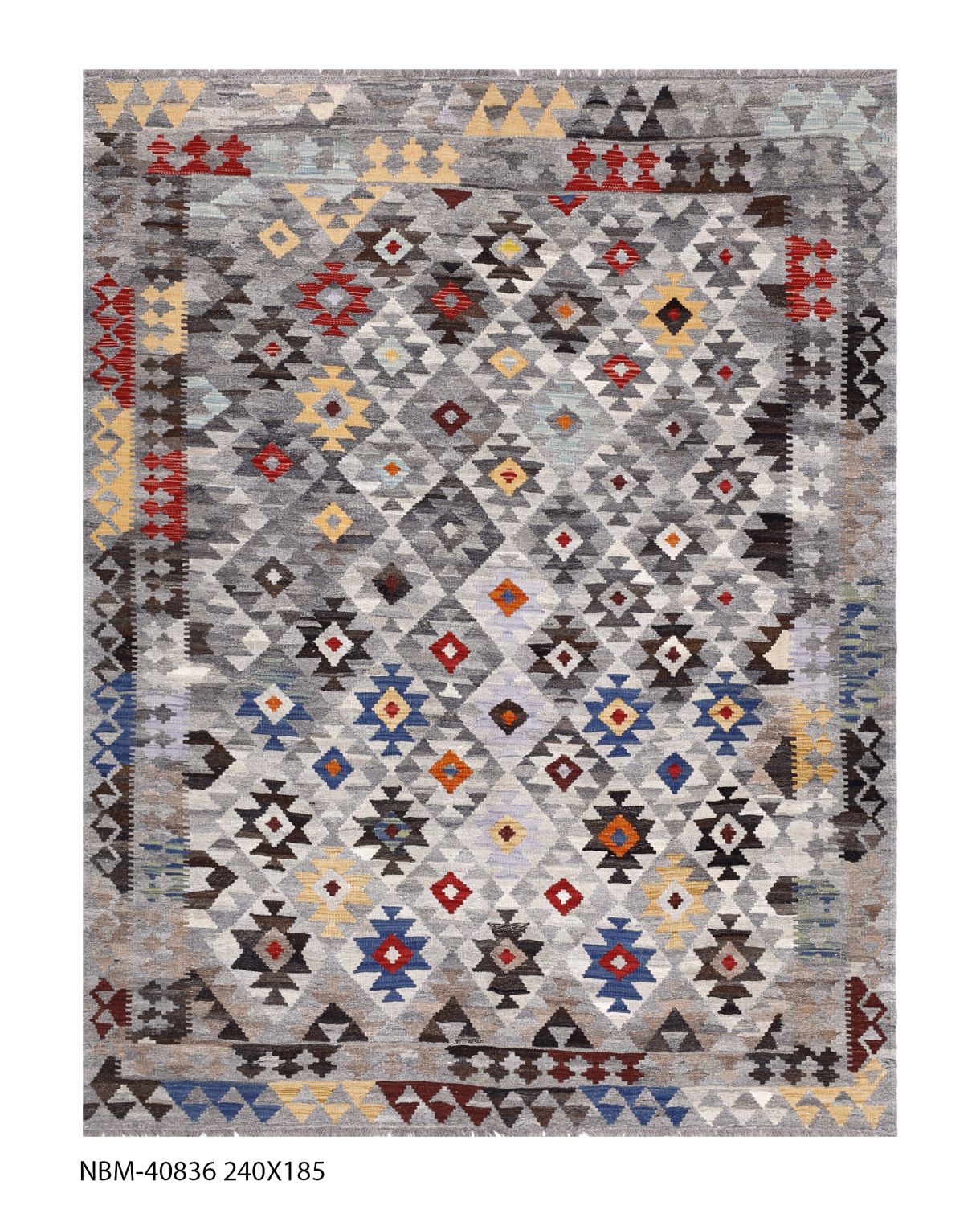 Kleurrijk Tapijt Laagpolig Handgeweven Wollen Vloerkleed - Omid Afghan Kelim 240x185