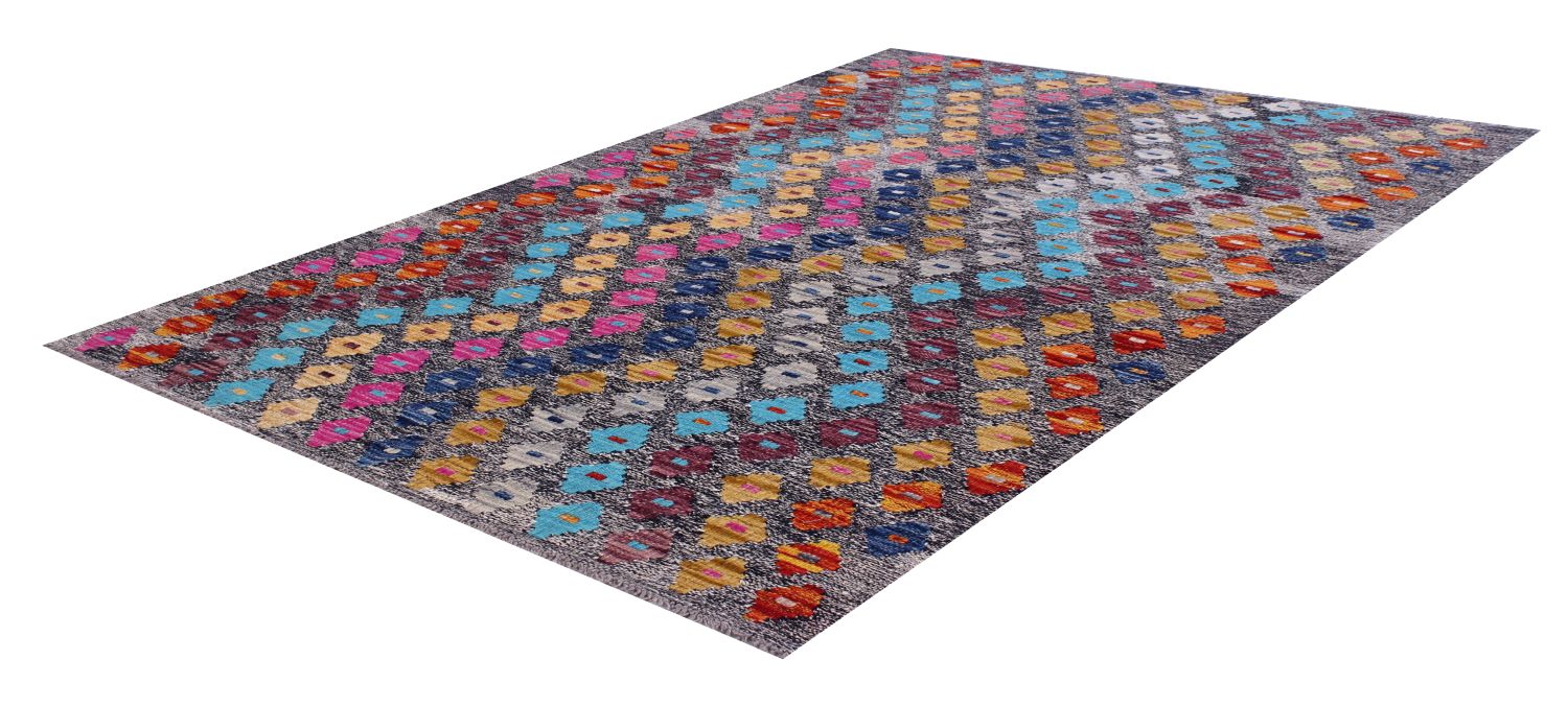 Kleurrijk Tapijt Laagpolig Handgeweven Wollen Vloerkleed - Omid Afghan Kelim 200x111