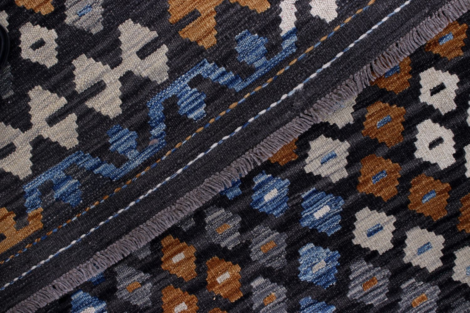 Kleurrijk Tapijt Laagpolig Handgeweven Wollen Vloerkleed - Omid Afghan Kelim 299x203