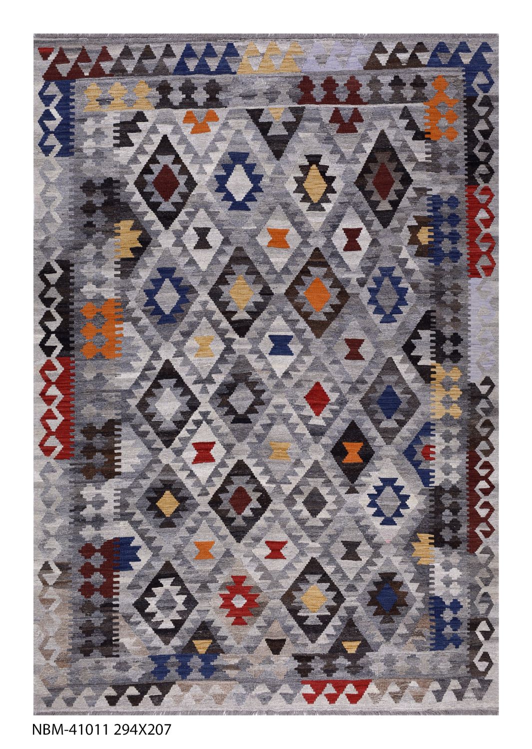 Kleurrijk Tapijt Laagpolig Handgeweven Wollen Vloerkleed - Omid Afghan Kelim 294x207