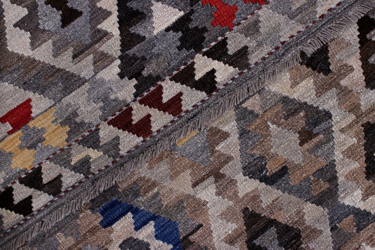 Kleurrijk Tapijt Laagpolig Handgeweven Wollen Vloerkleed - Omid Afghan Kelim 296x210