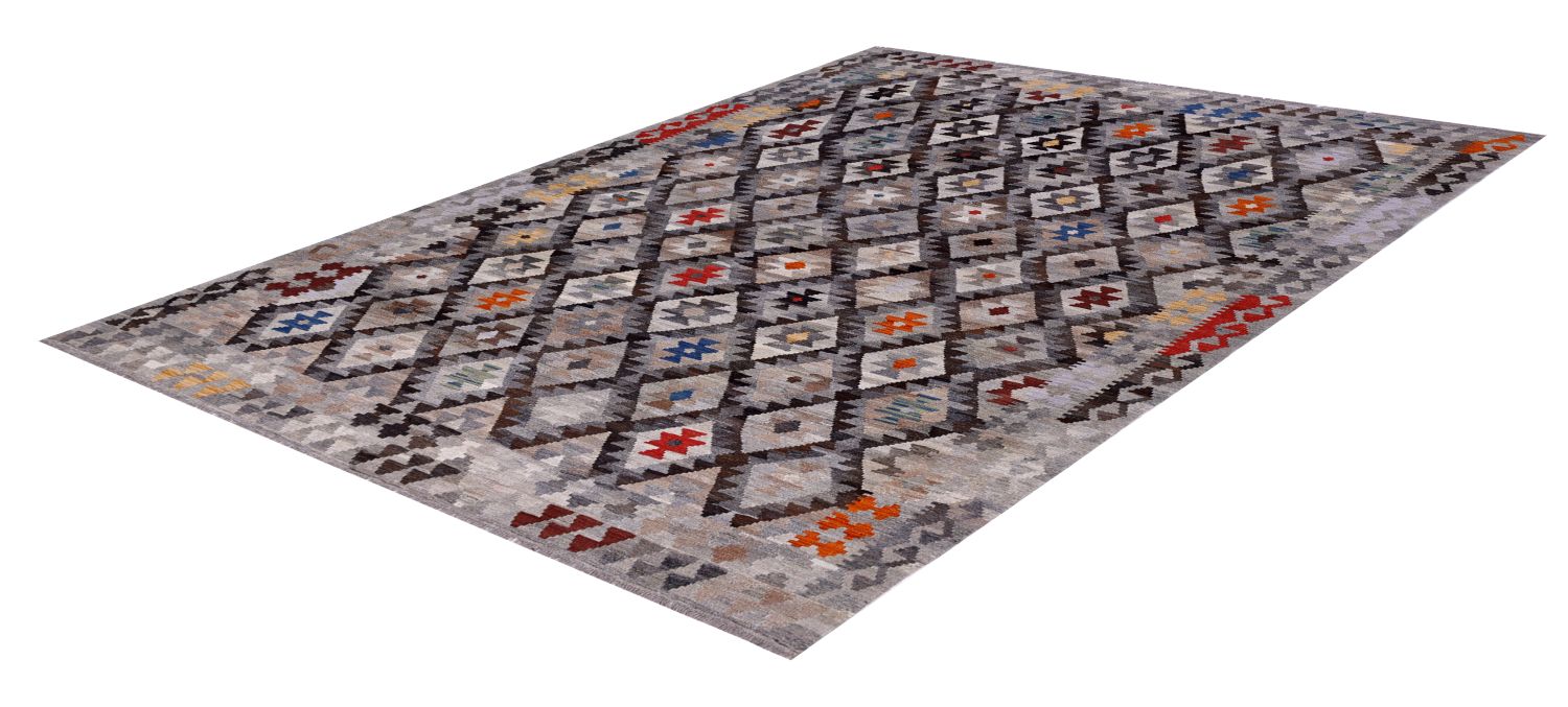 Kleurrijk Tapijt Laagpolig Handgeweven Wollen Vloerkleed - Omid Afghan Kelim 297x204