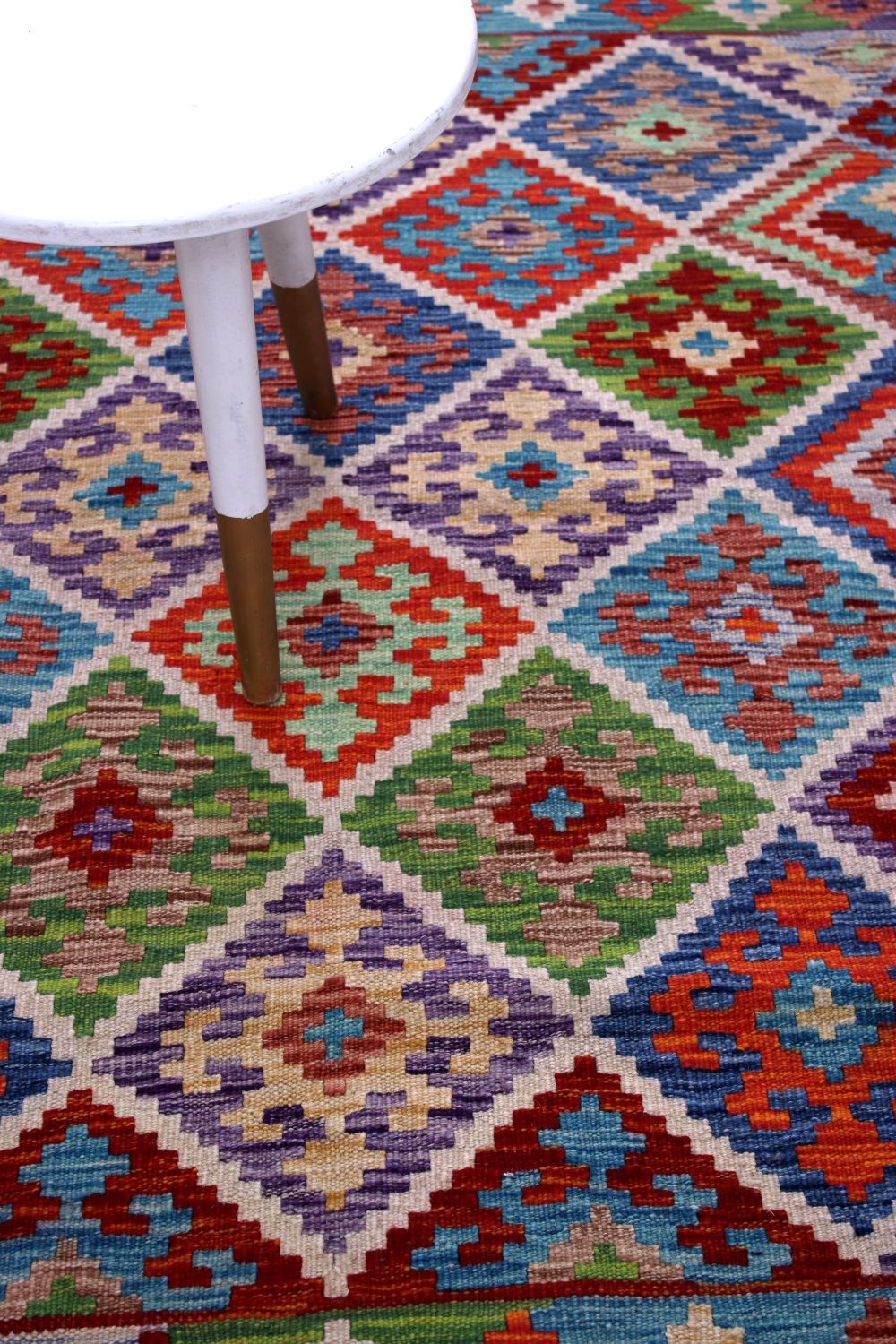 Kleurrijk Tapijt Laagpolig Handgeweven Wollen Vloerkleed - Omid Afghan Kelim 186x126
