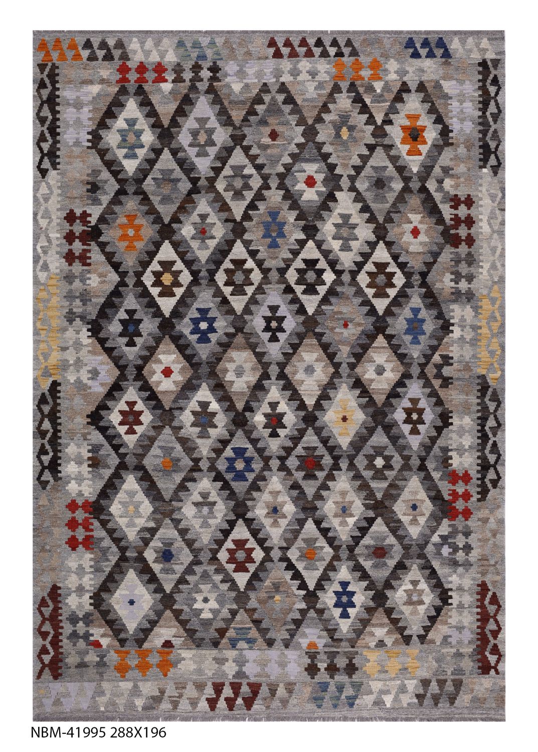 Kleurrijk Tapijt Laagpolig Handgeweven Wollen Vloerkleed - Omid Afghan Kelim 288x198