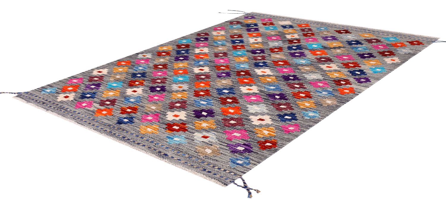 Kleurrijk Tapijt Laagpolig Handgeweven Wollen Vloerkleed - Omid Afghan Kelim 120x63