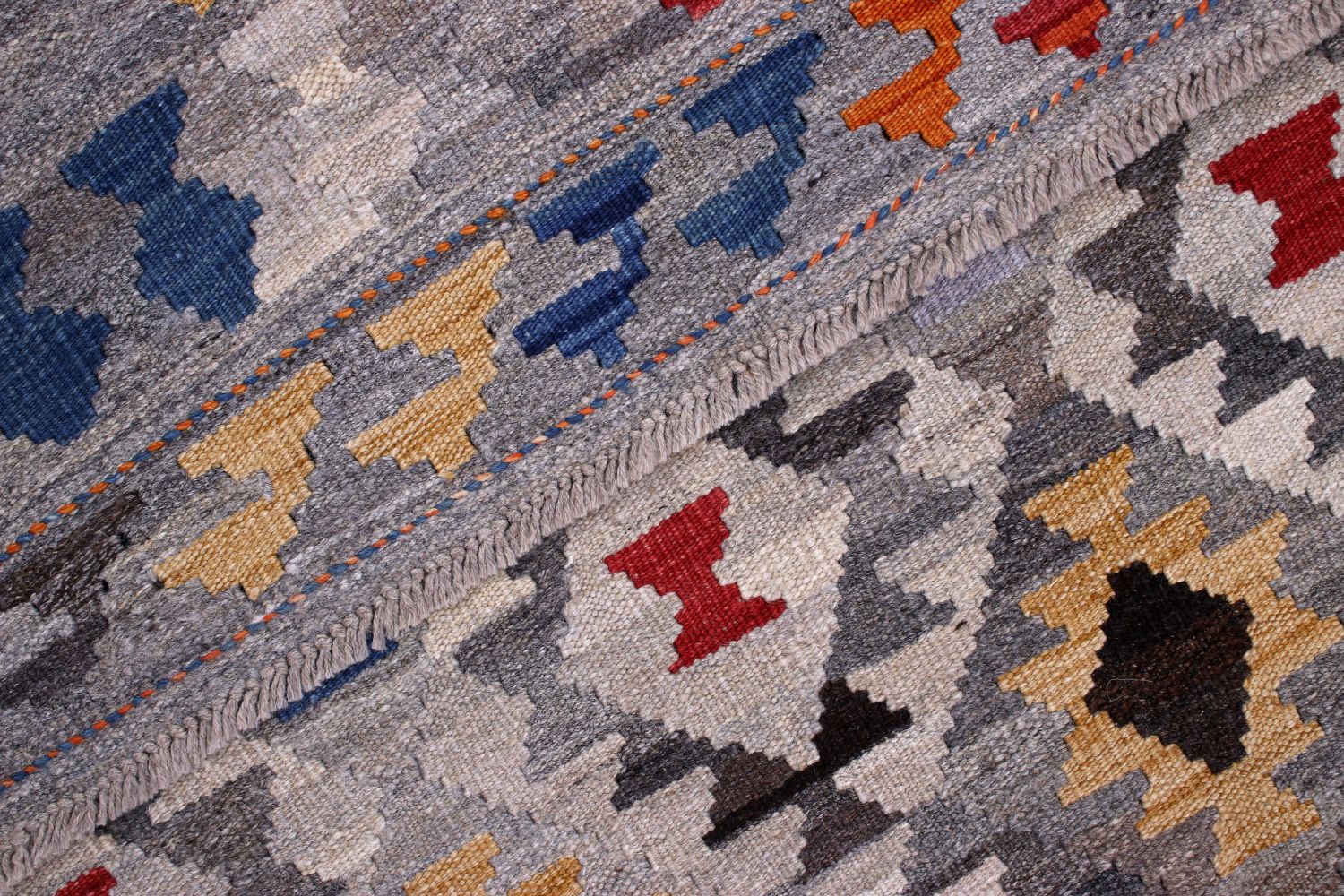Kleurrijk Tapijt Laagpolig Handgeweven Wollen Vloerkleed - Omid Afghan Kelim 295x200