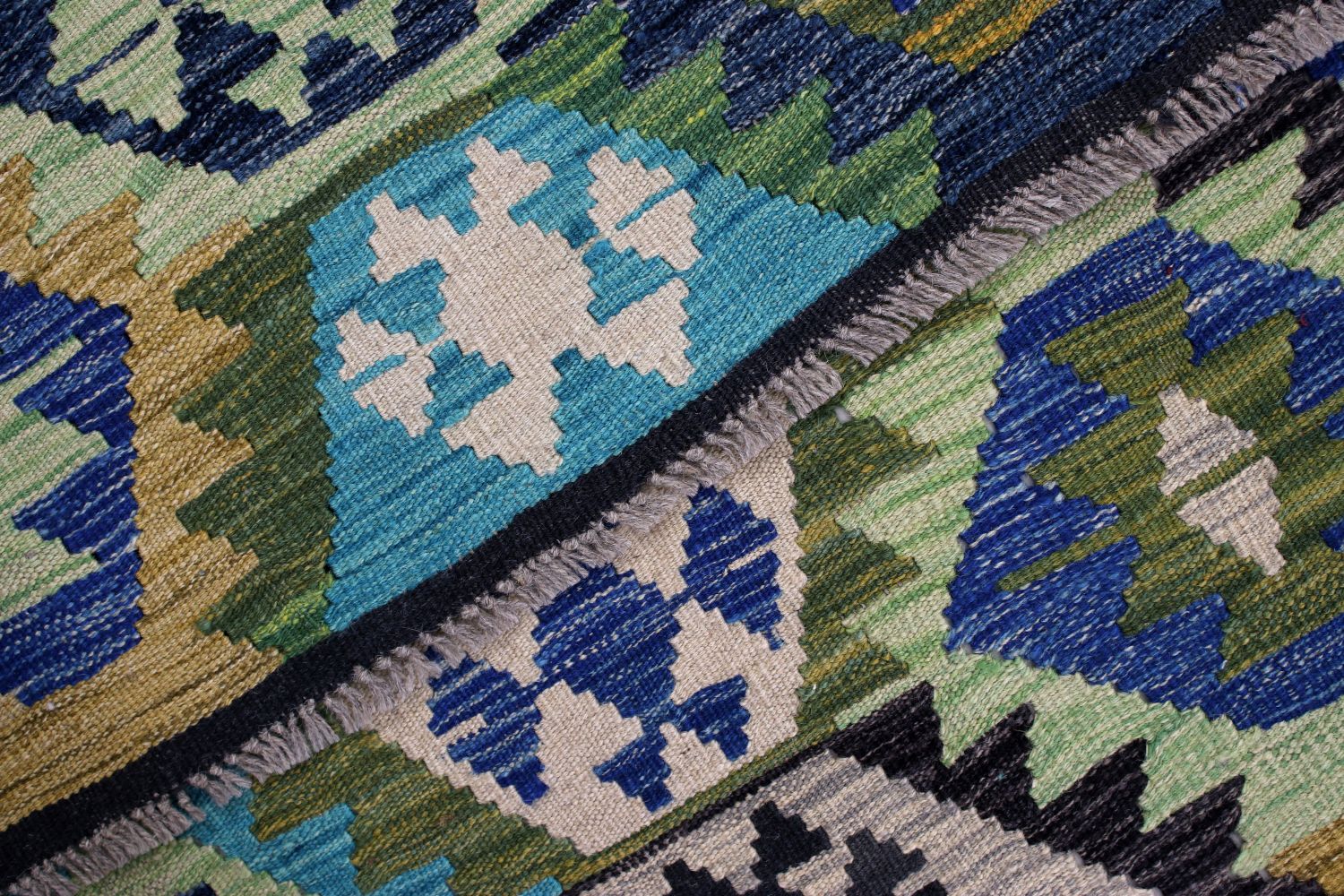Kleurrijk Tapijt Laagpolig Handgeweven Wollen Vloerkleed - Omid Afghan Kelim 269x175