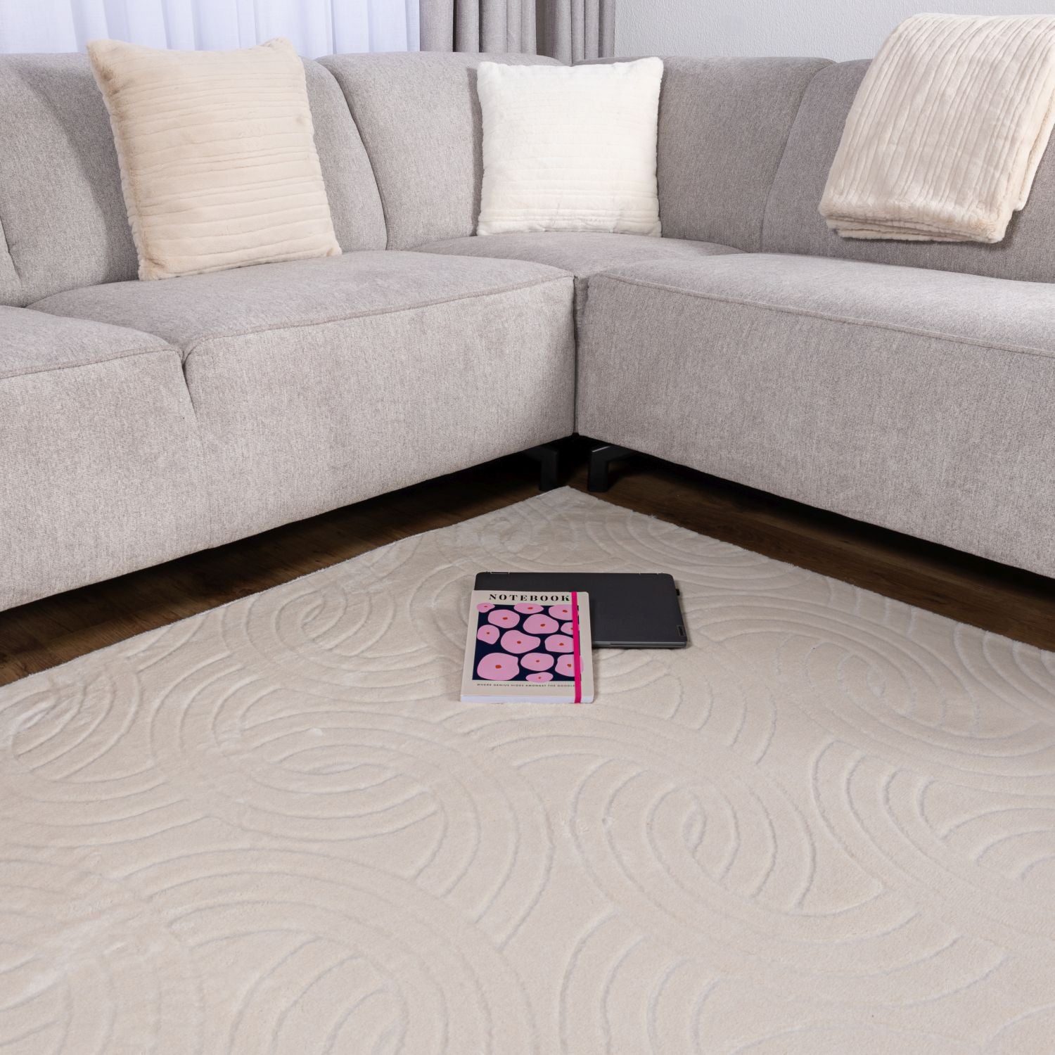 Crème Tapijt Wasbaar Laagpolig Vloerkleed met Anti Slip Omid Japandi Stijl Wasbaar op 30° - Omid Carpets