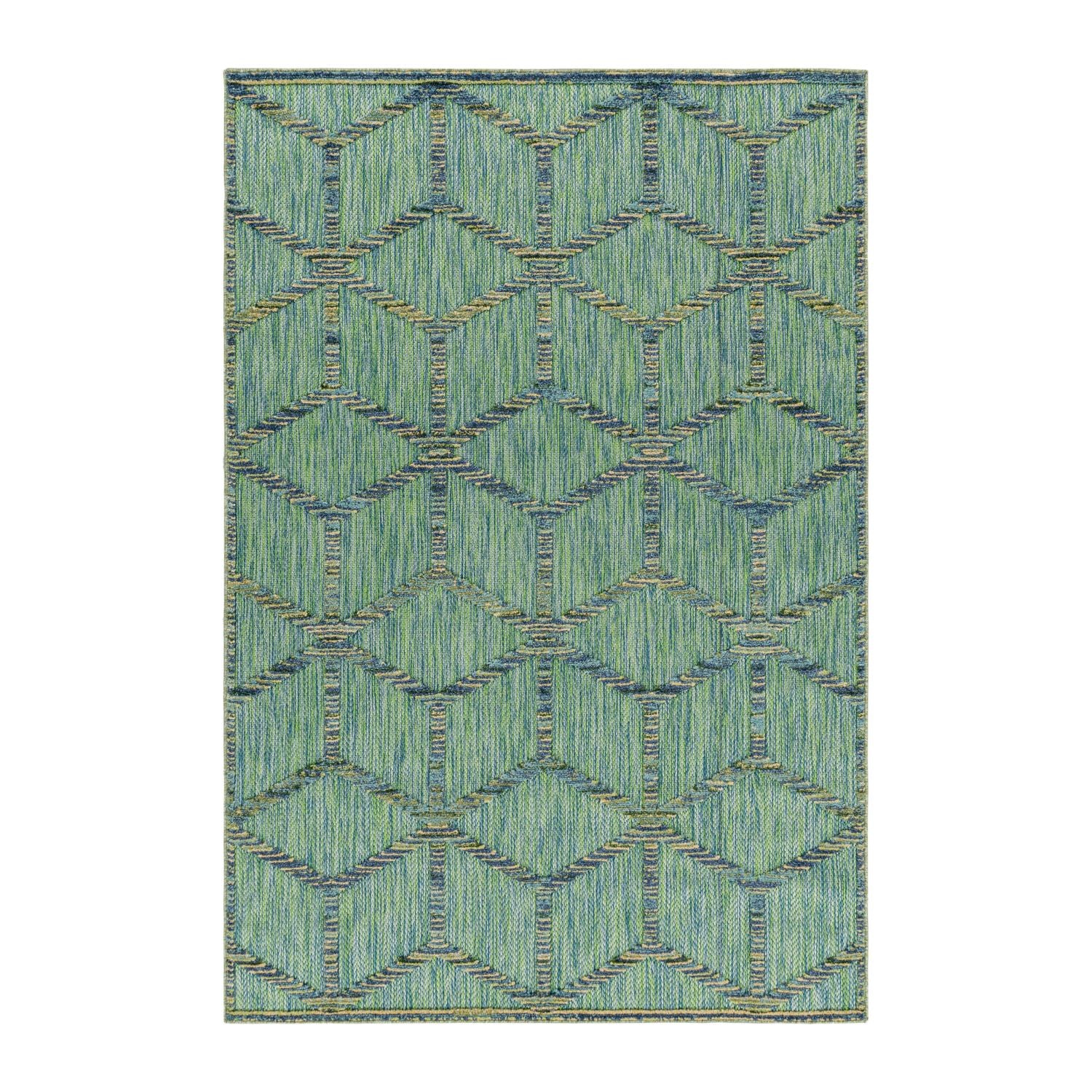 Groen Tapijt Laagpolig Vloerkleed Omid Pattern Paradise