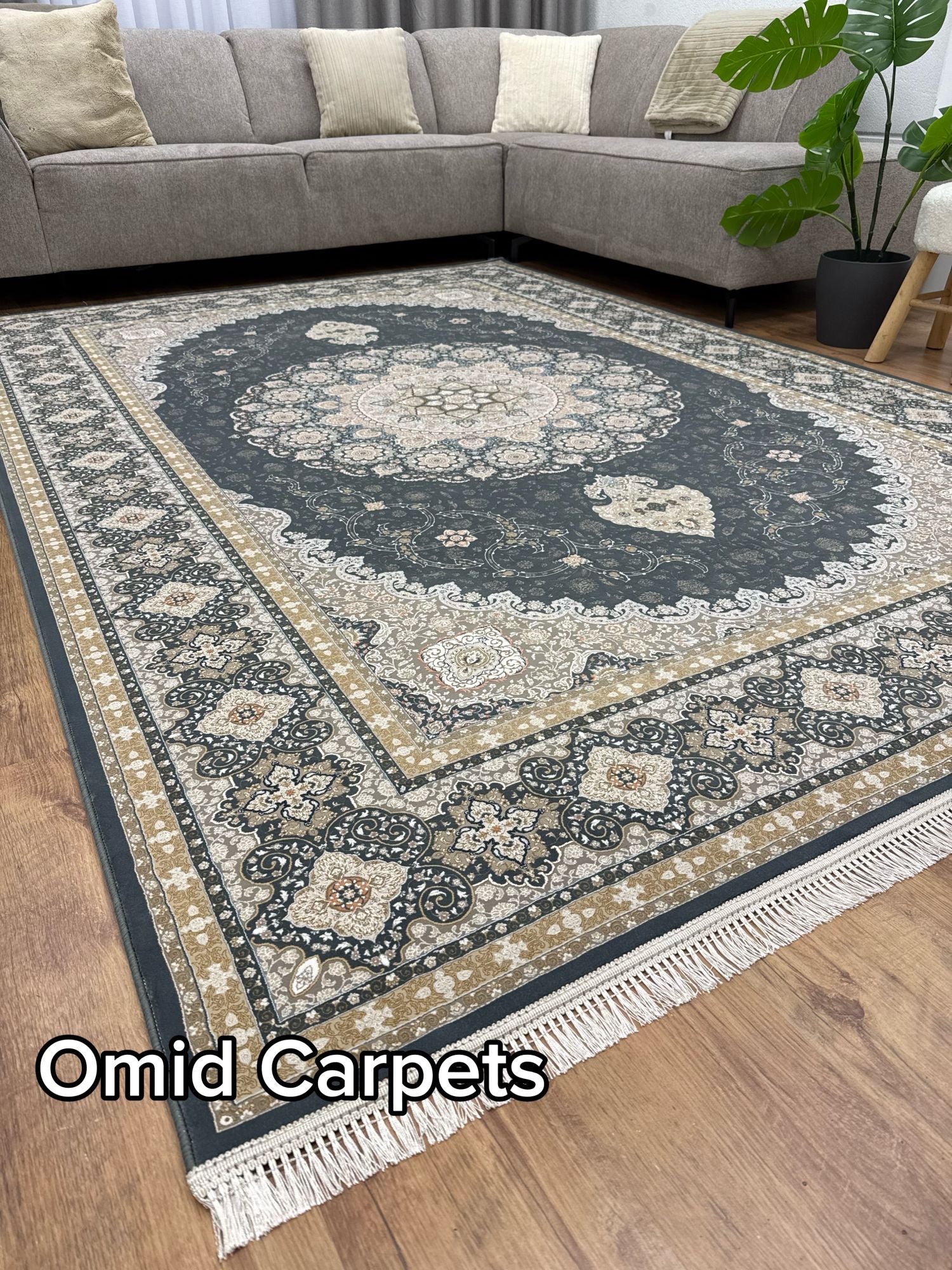 قالین 1500 شانه * DonkerGrijs Tapijt Laagpolig Klassiek Vloerkleed - Omid Premium Classic Hand Look - 4,5 Miljoen punten/m²
