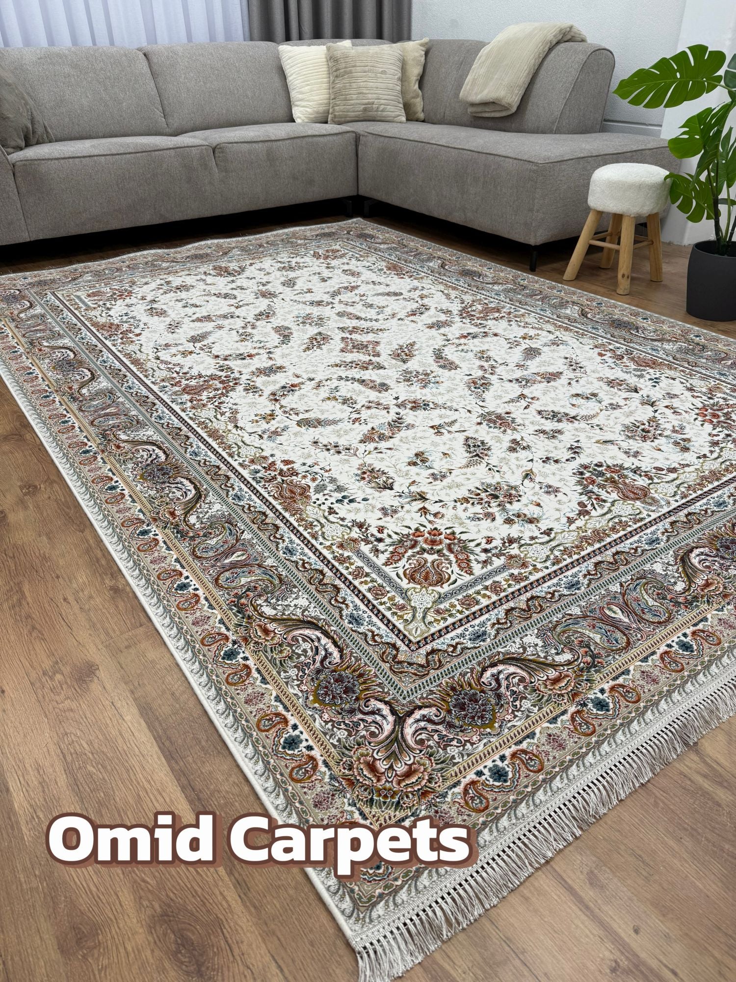 قالین 1500 شانه * Crème Tapijt Laagpolig Klassiek Vloerkleed - Omid Premium Classic Hand Look - 4,5 Miljoen punten/m²