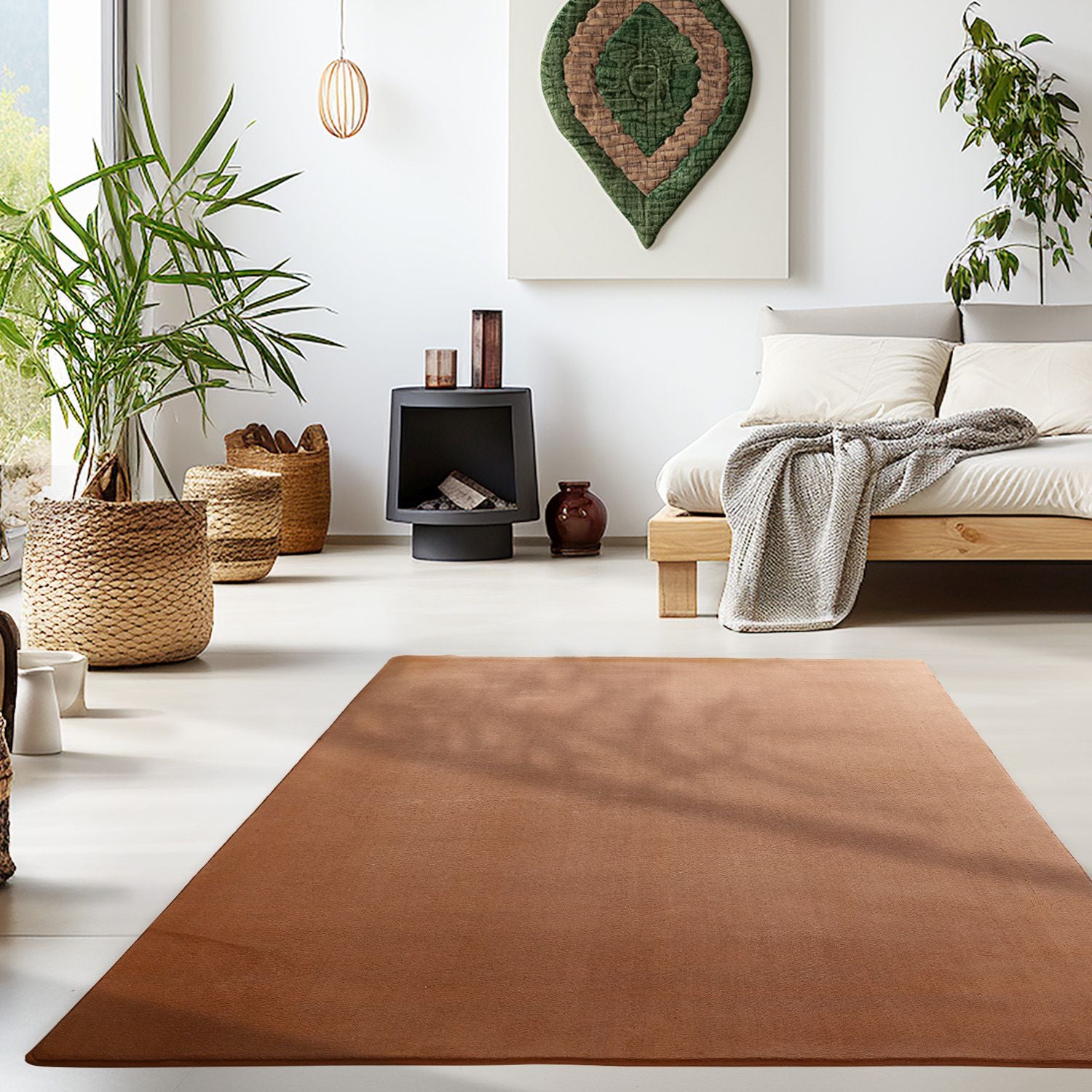 Bruin Tapijt Laagpolig Vloerkleed Omid  Simple Serenity