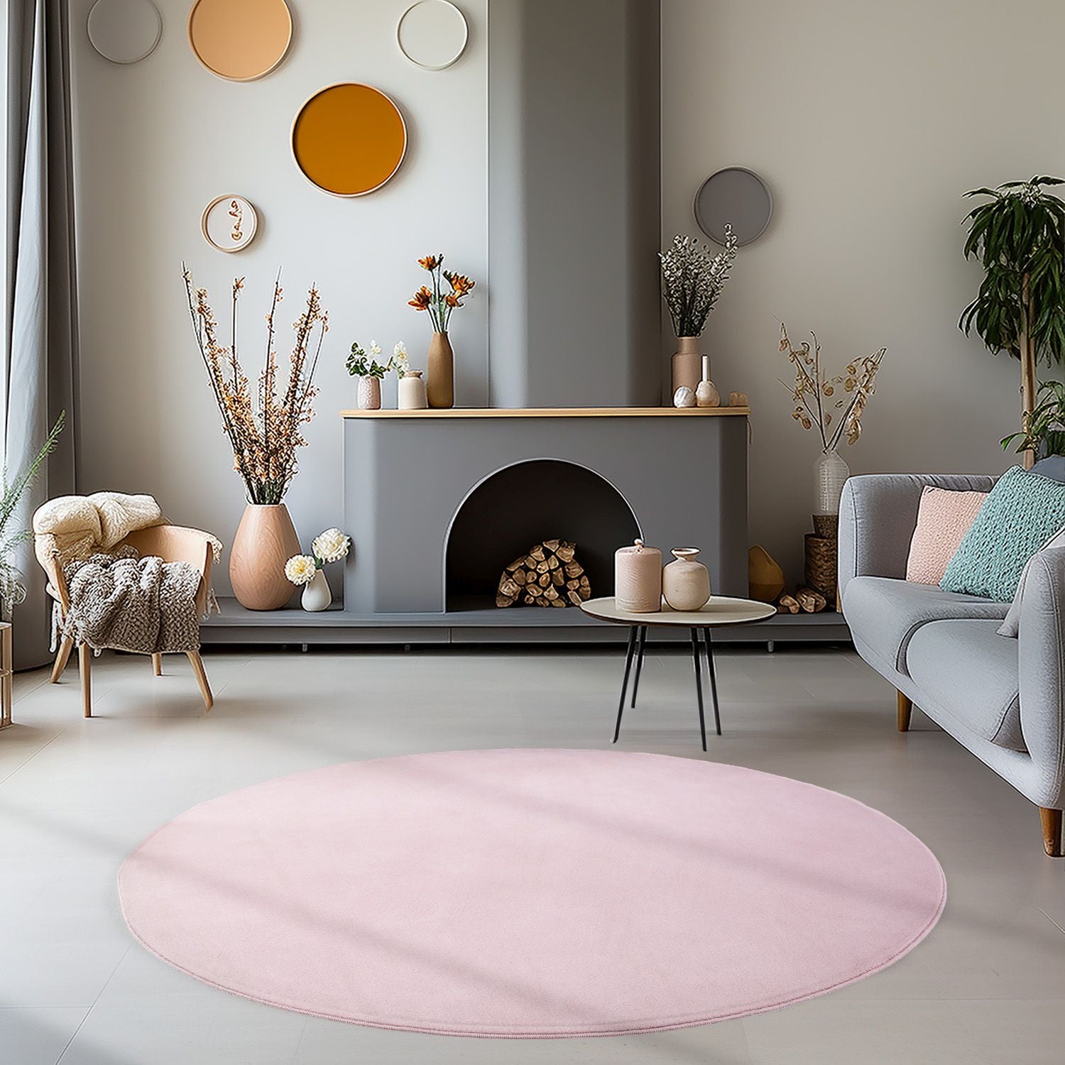 Roze Tapijt Laagpolig Vloerkleed Omid  Simple Serenity