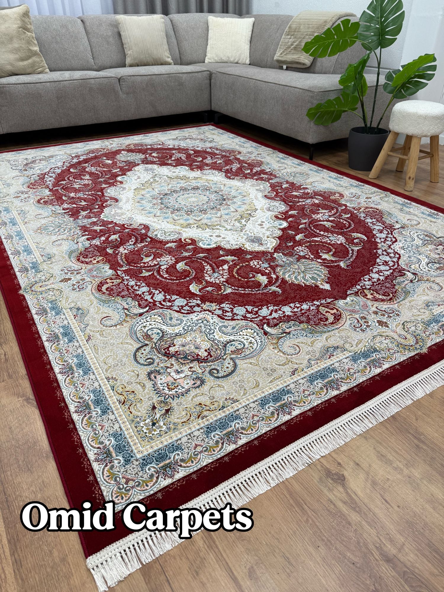 قالین 1500 شانه * Rood Tapijt Laagpolig Klassiek Vloerkleed - Omid Premium Classic Hand Look - 4,5 Miljoen punten/m²