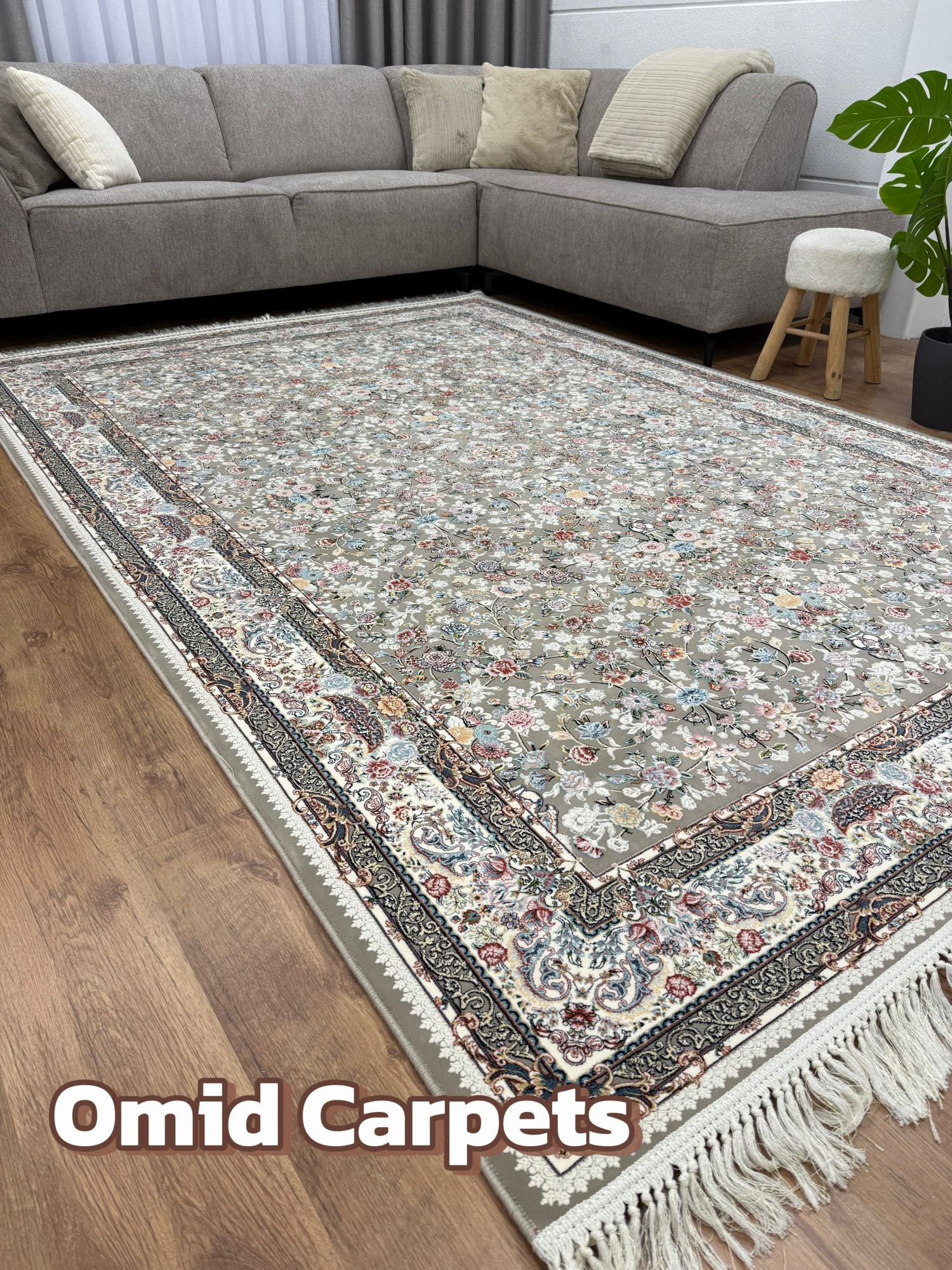 قالین 1200 شانه * Grijs Tapijt Laagpolig Klassiek Vloerkleed - Omid Premium Classic Hand Look - 3 Miljoen punten/m²