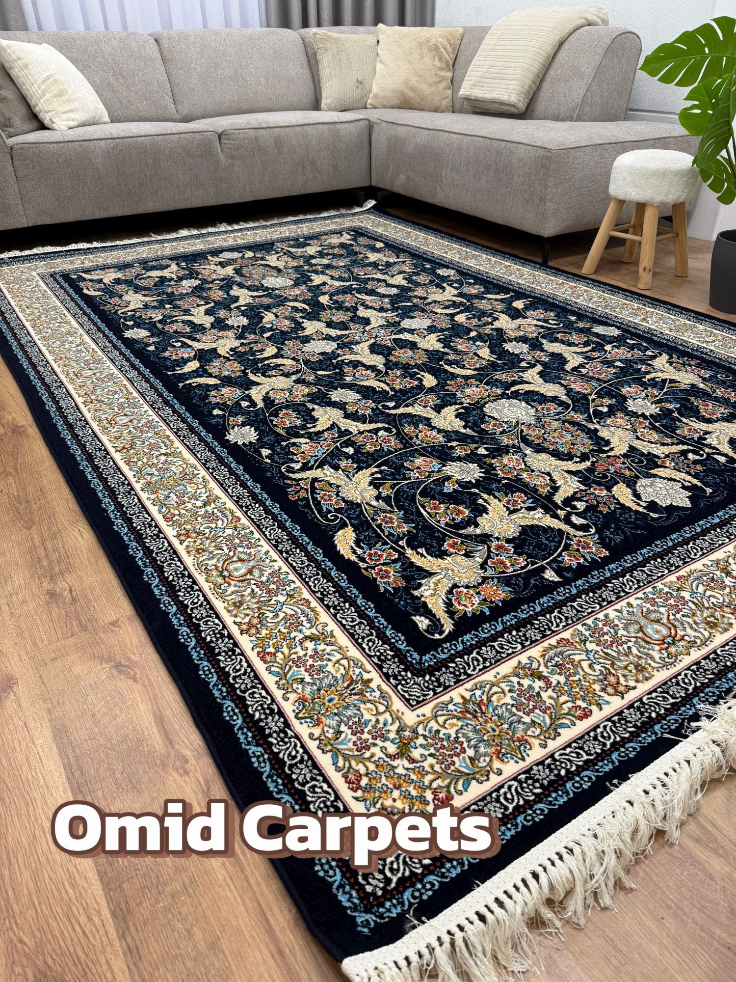 قالین 700 شانه * Blauw Tapijt Laagpolig Klassiek Vloerkleed - Omid Premium Classic - 1,5 Miljoen punten/m²