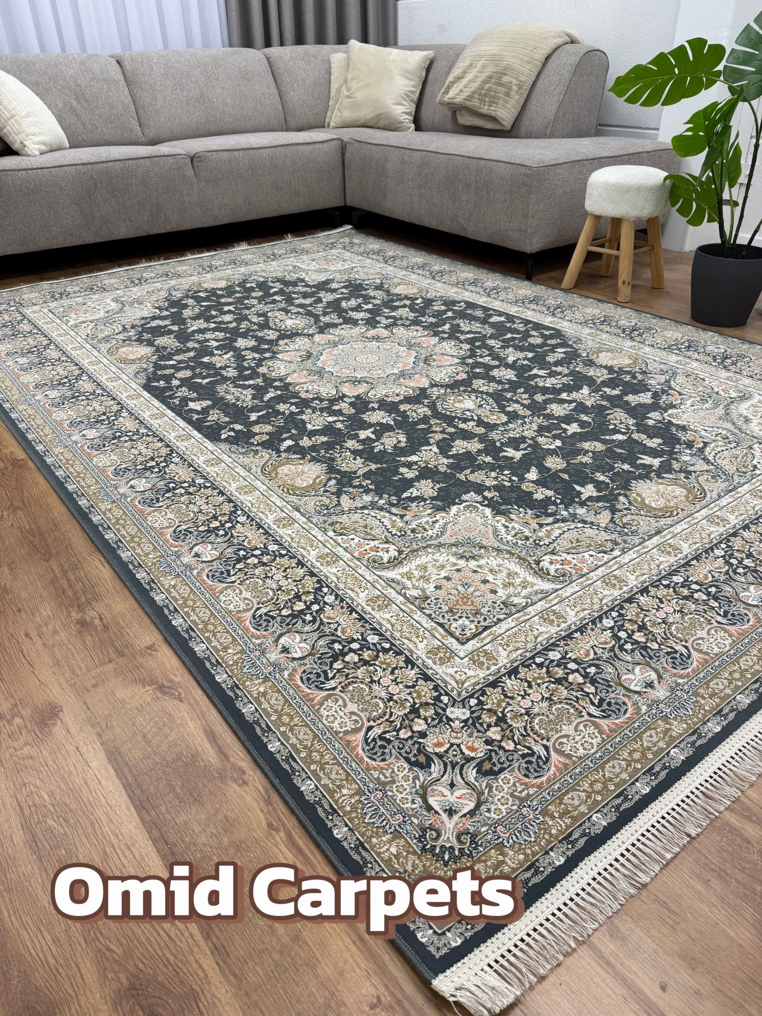 قالین 1500 شانه * DonkerGrijs Tapijt Laagpolig Klassiek Vloerkleed - Omid Premium Classic Hand Look - 4,5 Miljoen punten/m²