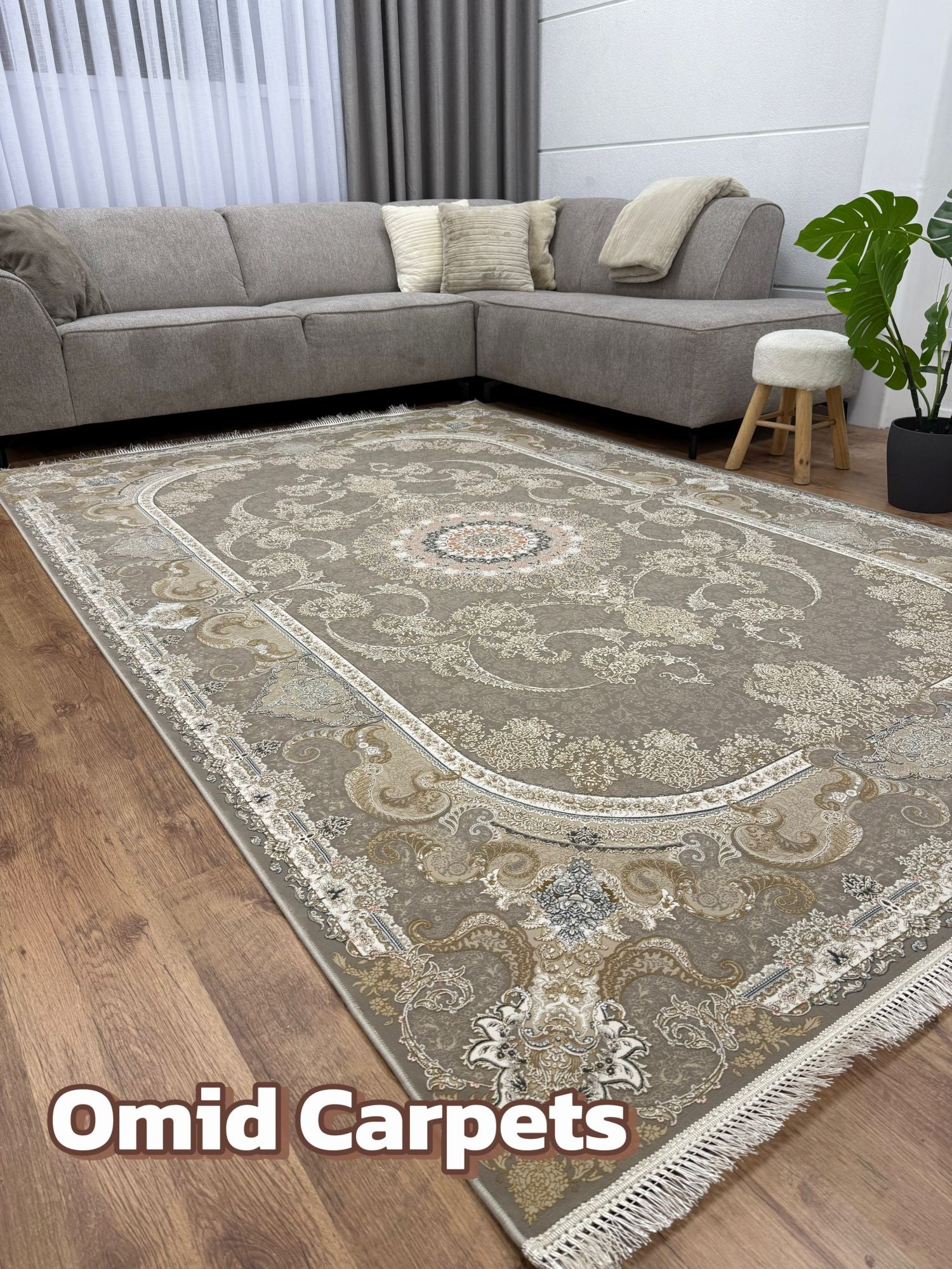 قالین 1500 شانه * Beige Tapijt Laagpolig Klassiek Vloerkleed - Omid Premium Classic Hand Look - 4,5 Miljoen punten/m²